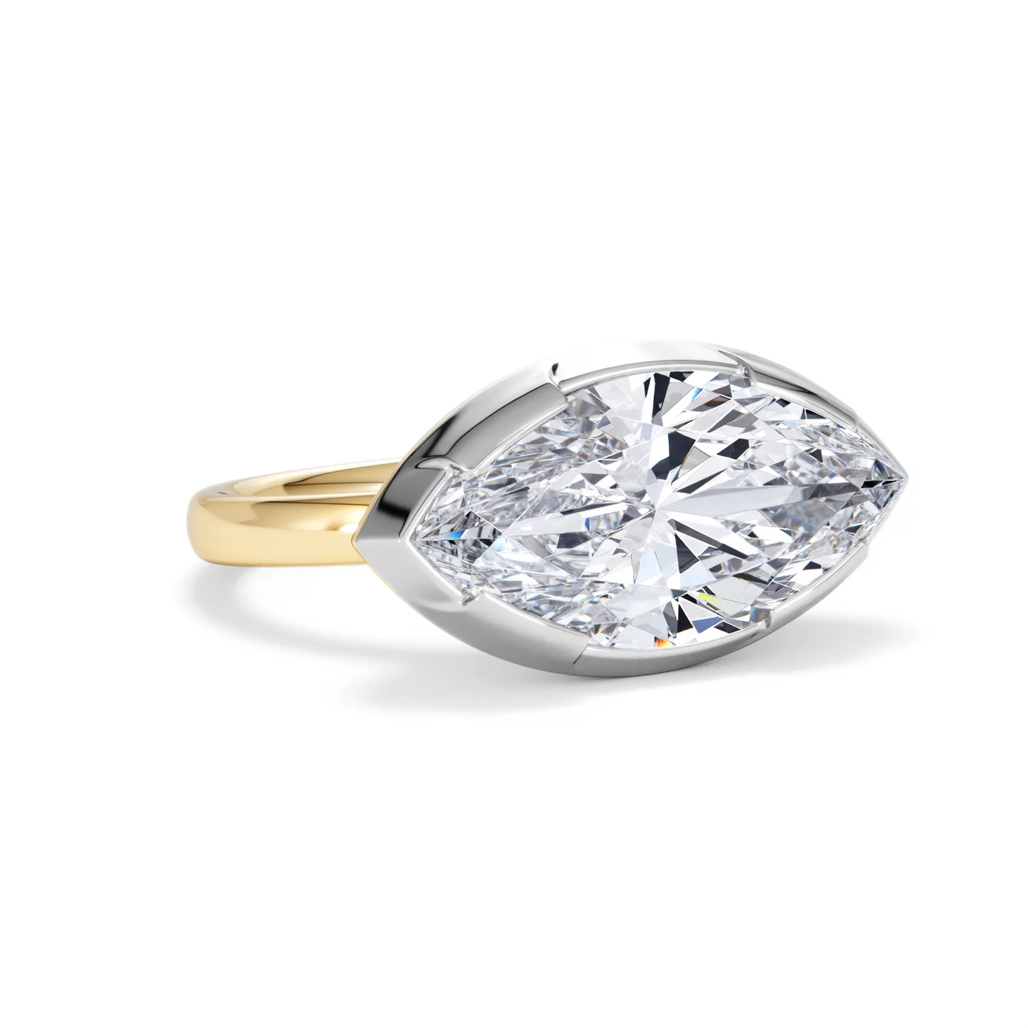 East West 5.00ct Marquise Cut Lab Diamond Solitaire Engagement Ring in 18K Yellow Gold - Image 13