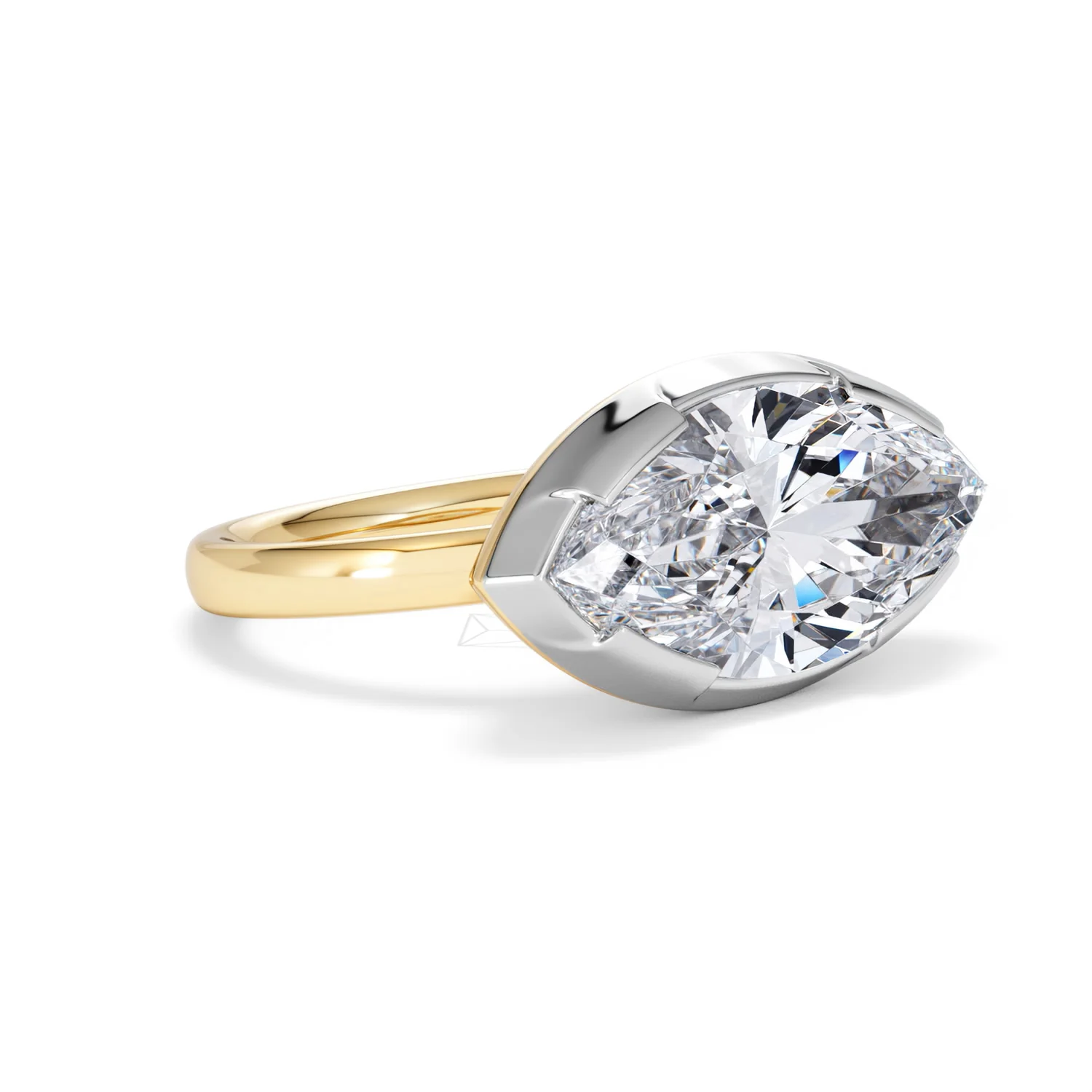 East West 5.00ct Marquise Cut Lab Diamond Solitaire Engagement Ring in 18K Yellow Gold - Image 16