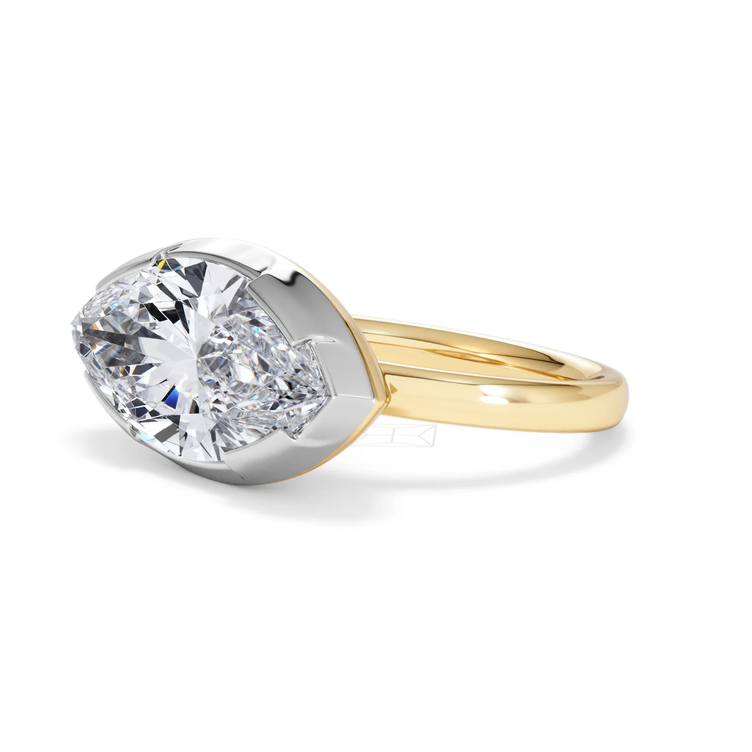 East West 5.00ct Marquise Cut Lab Diamond Solitaire Engagement Ring in 18K Yellow Gold - Image 76