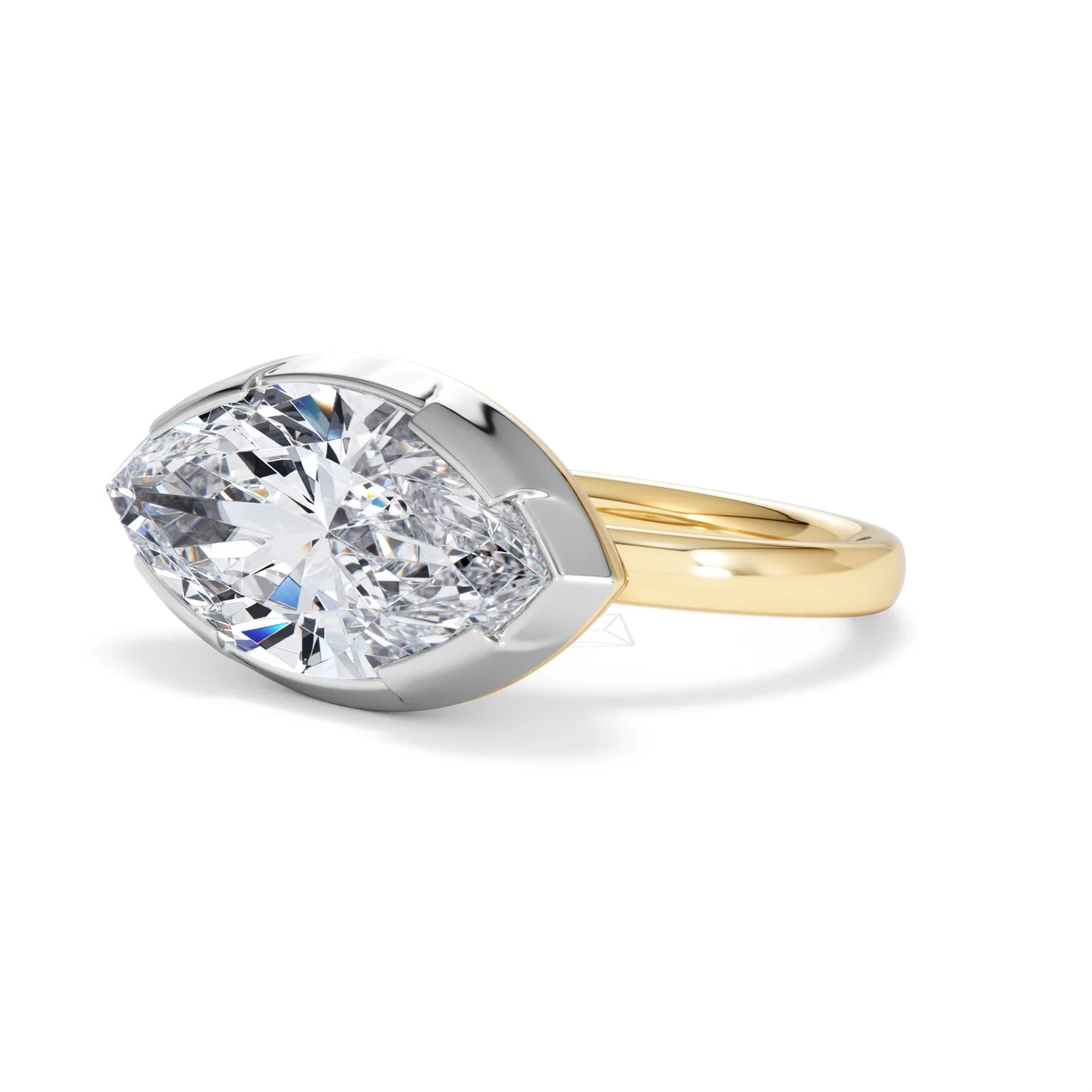 East West 5.00ct Marquise Cut Lab Diamond Solitaire Engagement Ring in 18K Yellow Gold - Image 78
