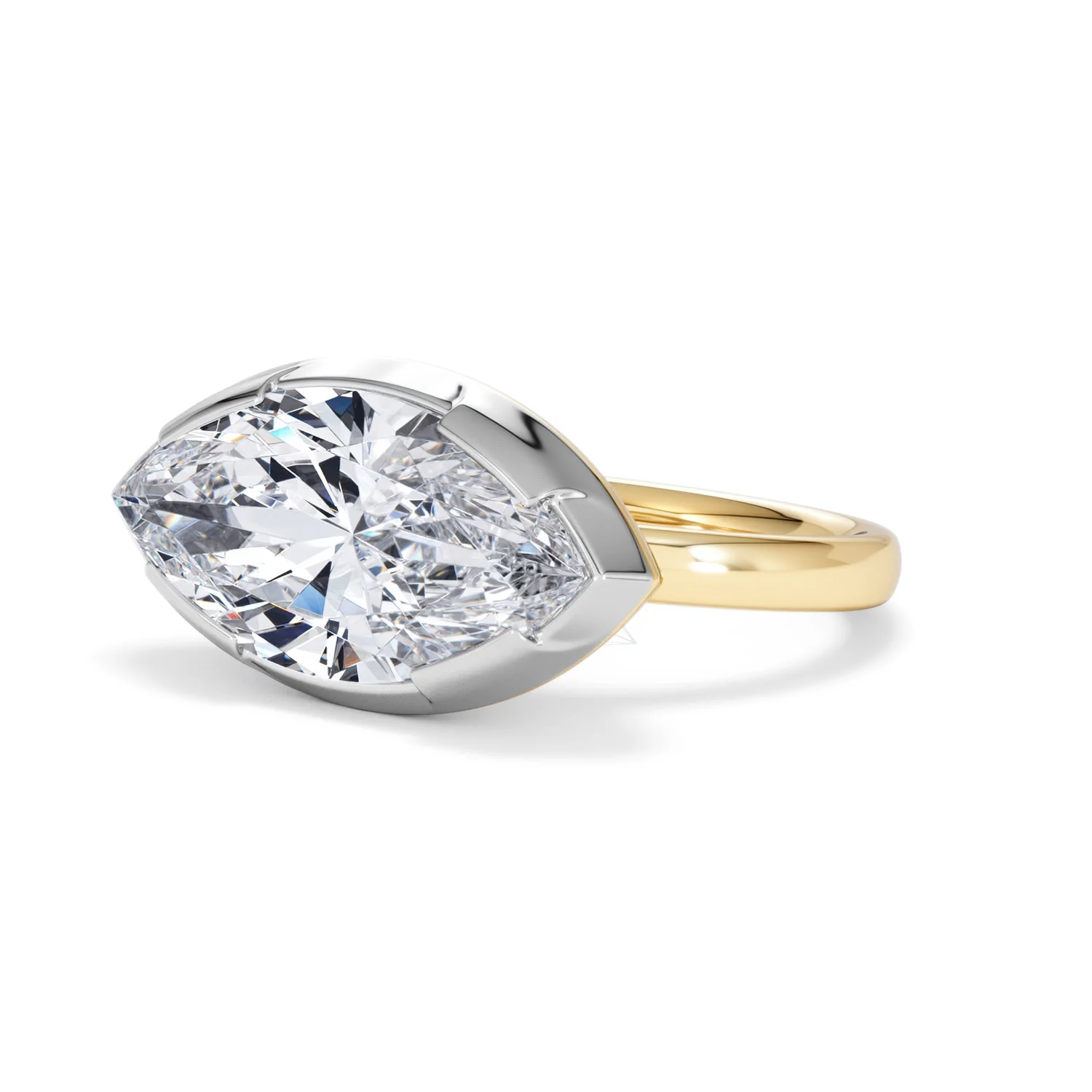 East West 5.00ct Marquise Cut Lab Diamond Solitaire Engagement Ring in 18K Yellow Gold - Image 79