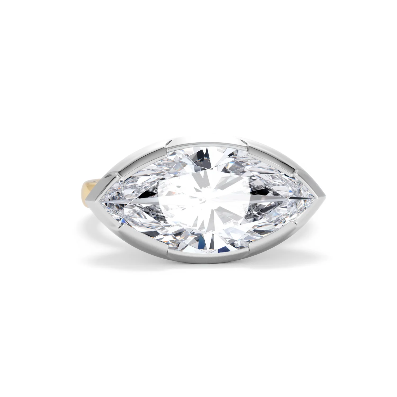 East West 5.00ct Marquise Cut Lab Diamond Solitaire Engagement Ring in 18K Yellow Gold - Image 8