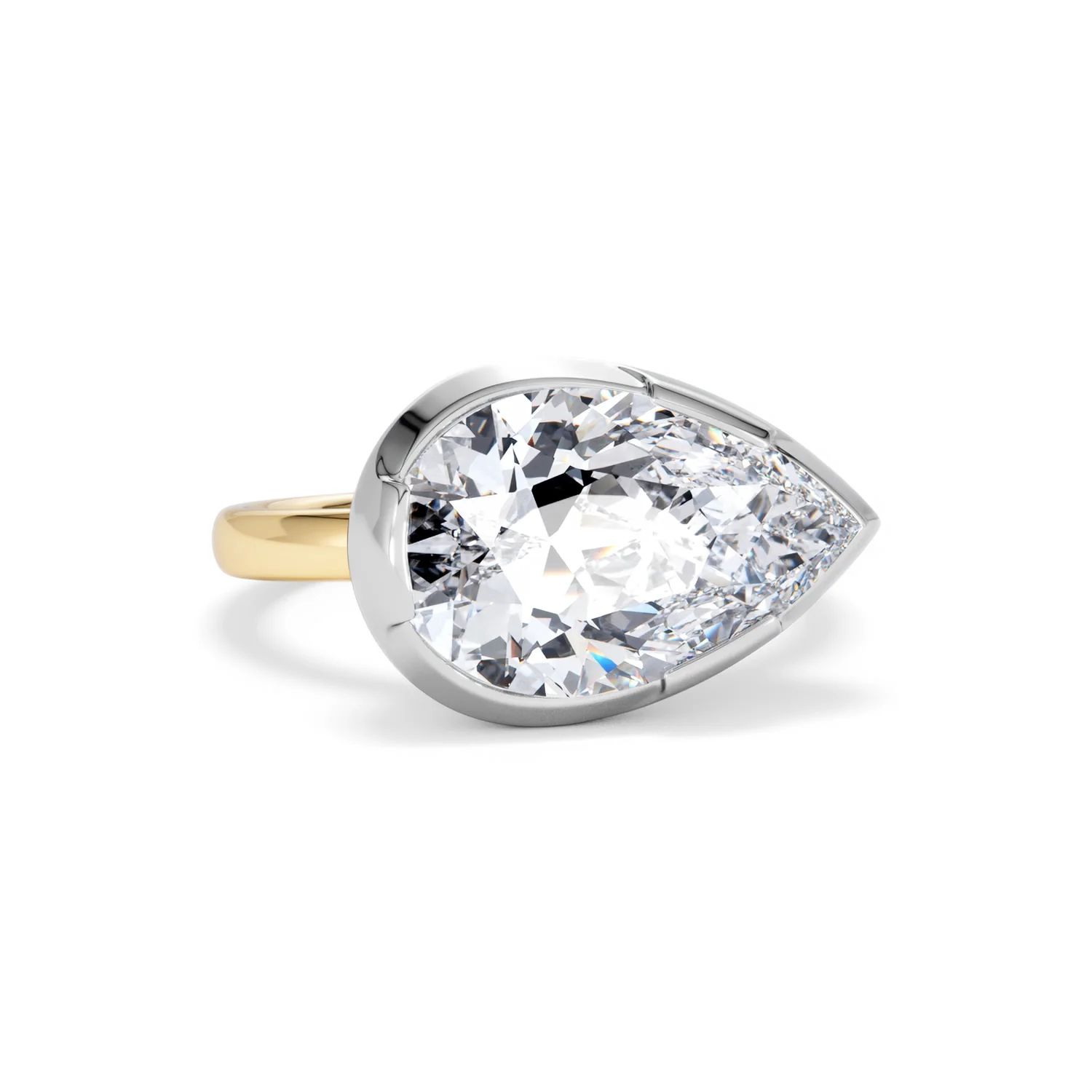 East West 5.00ct Pear Cut Lab Diamond Solitaire Engagement Ring in 18K Yellow Gold - Image 10