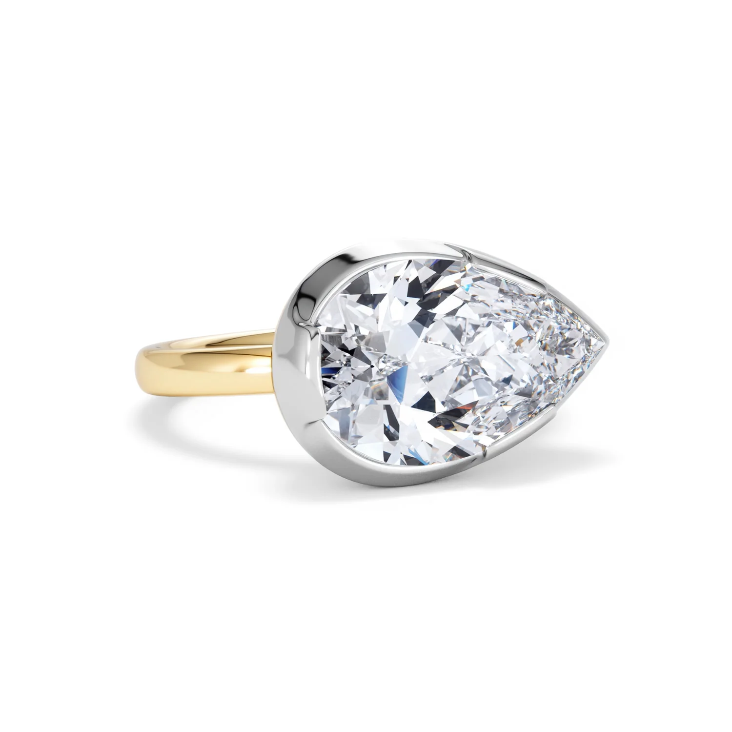 East West 5.00ct Pear Cut Lab Diamond Solitaire Engagement Ring in 18K Yellow Gold - Image 12