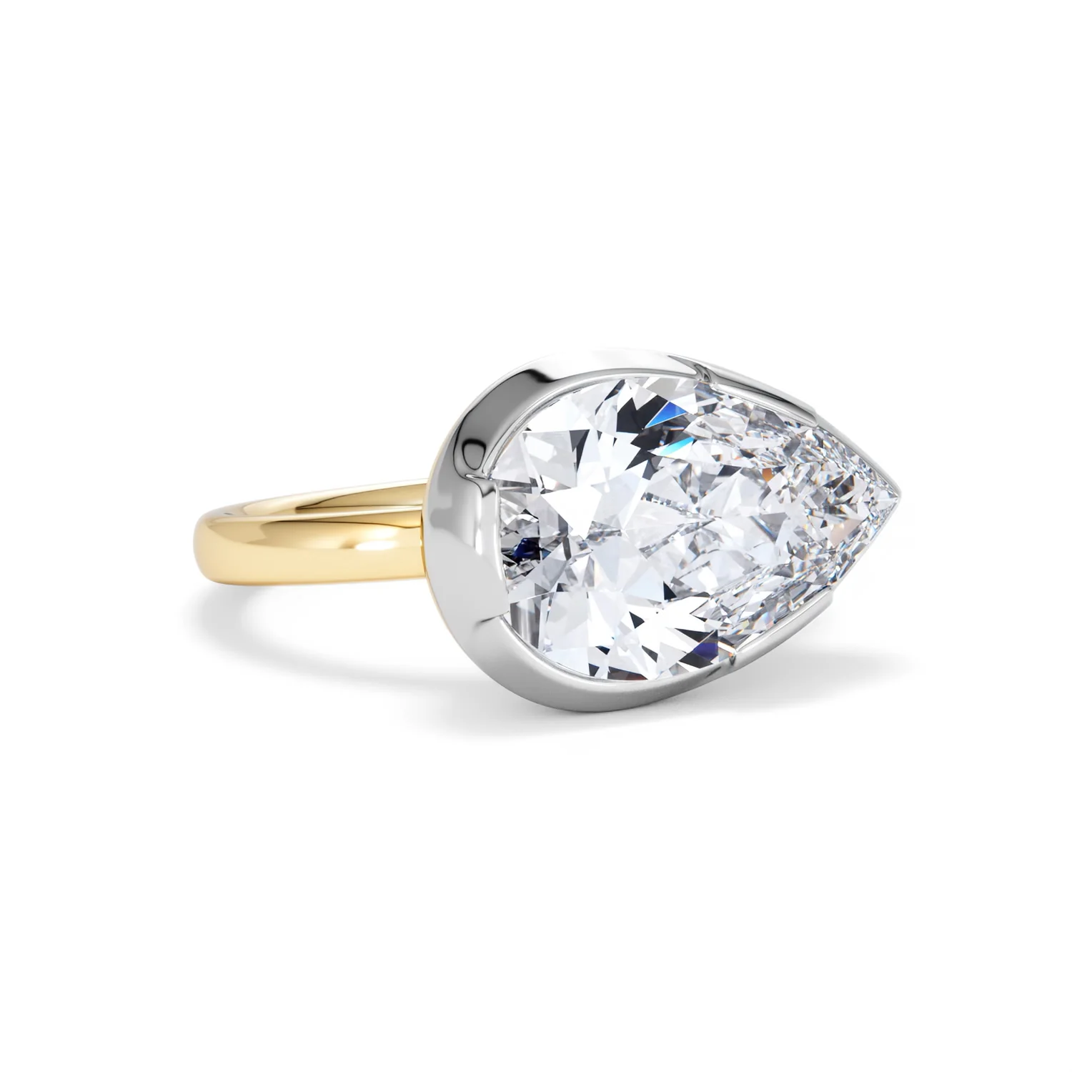 East West 5.00ct Pear Cut Lab Diamond Solitaire Engagement Ring in 18K Yellow Gold - Image 13
