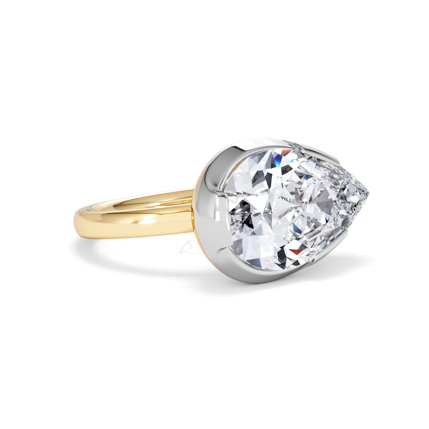 East West 5.00ct Pear Cut Lab Diamond Solitaire Engagement Ring in 18K Yellow Gold - Image 15