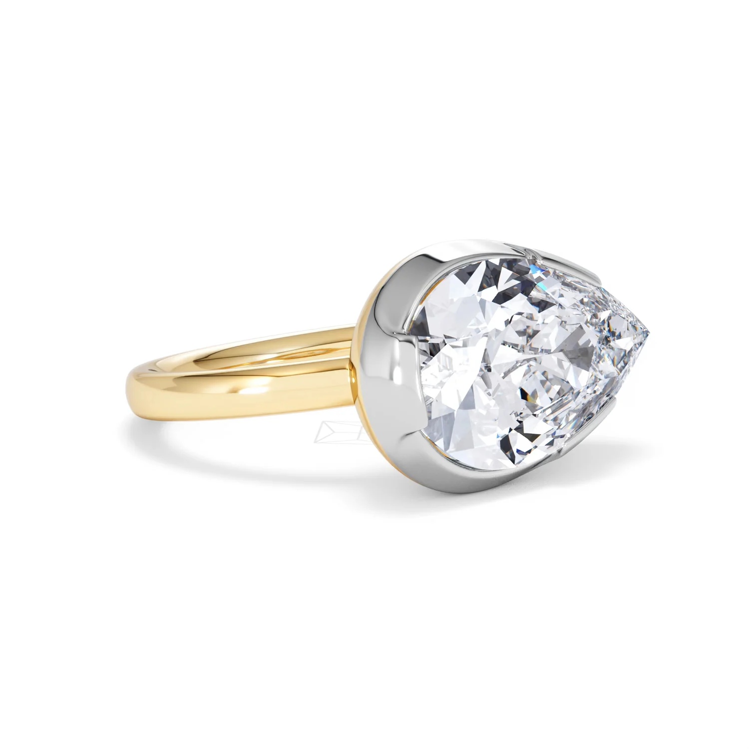 East West 5.00ct Pear Cut Lab Diamond Solitaire Engagement Ring in 18K Yellow Gold - Image 16