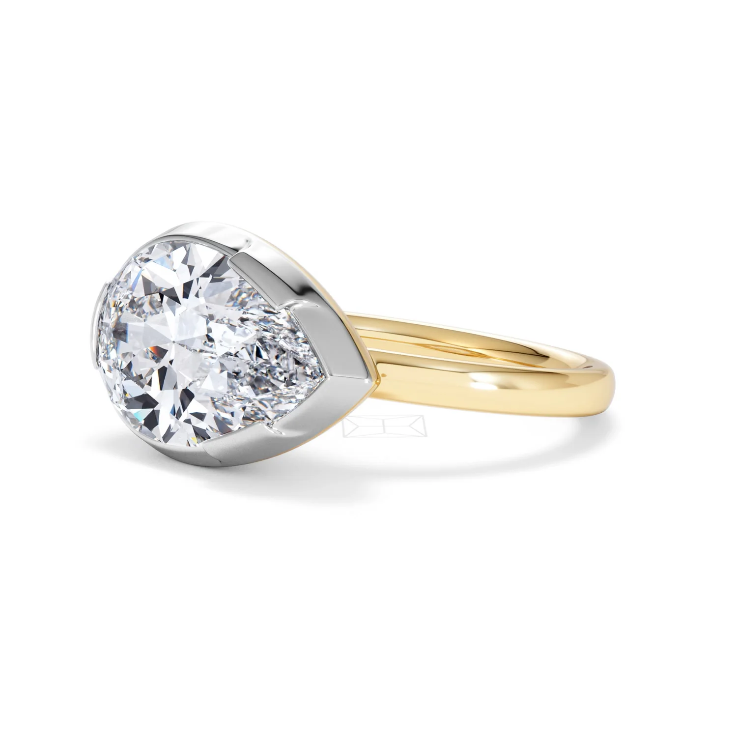 East West 5.00ct Pear Cut Lab Diamond Solitaire Engagement Ring in 18K Yellow Gold - Image 77