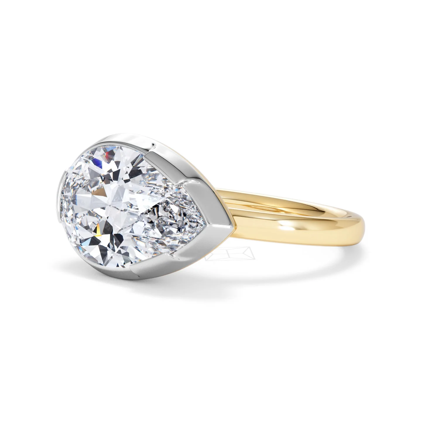 East West 5.00ct Pear Cut Lab Diamond Solitaire Engagement Ring in 18K Yellow Gold - Image 78