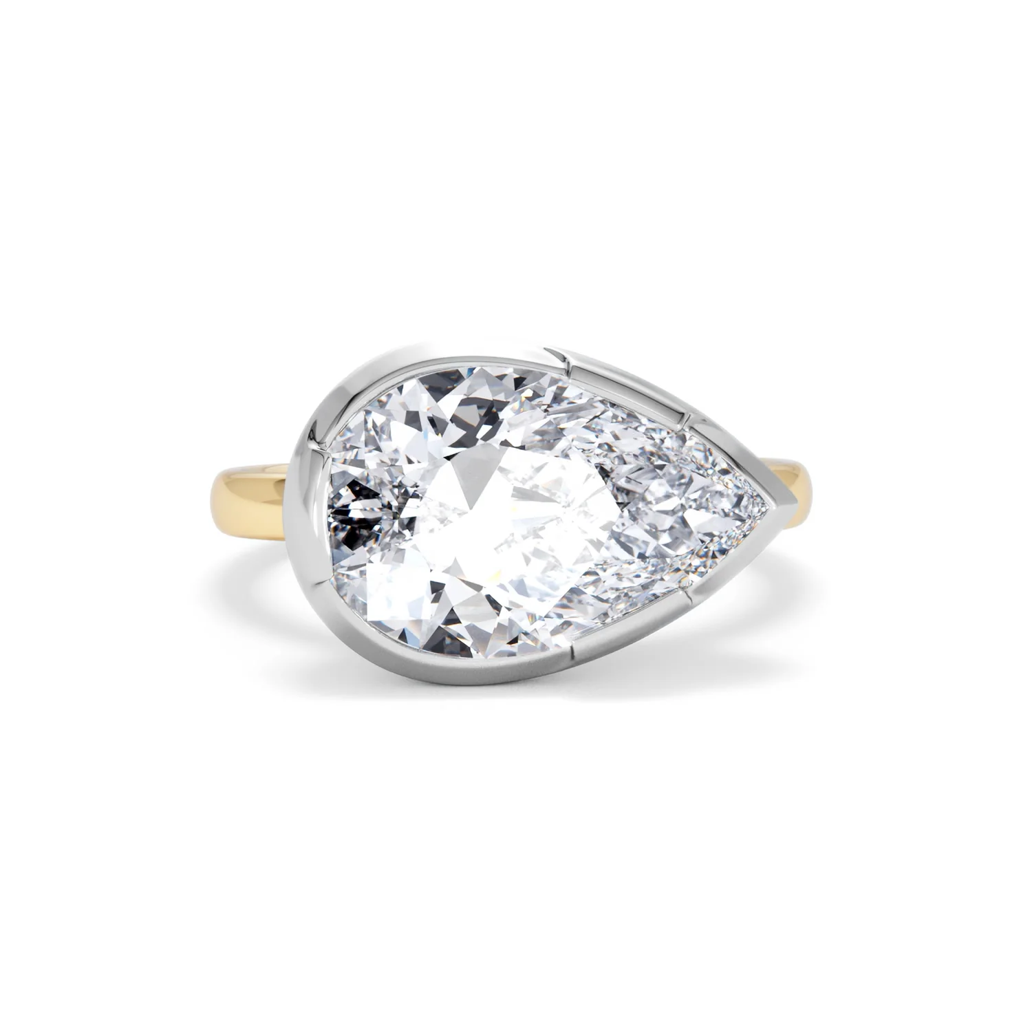 East West 5.00ct Pear Cut Lab Diamond Solitaire Engagement Ring in 18K Yellow Gold - Image 8