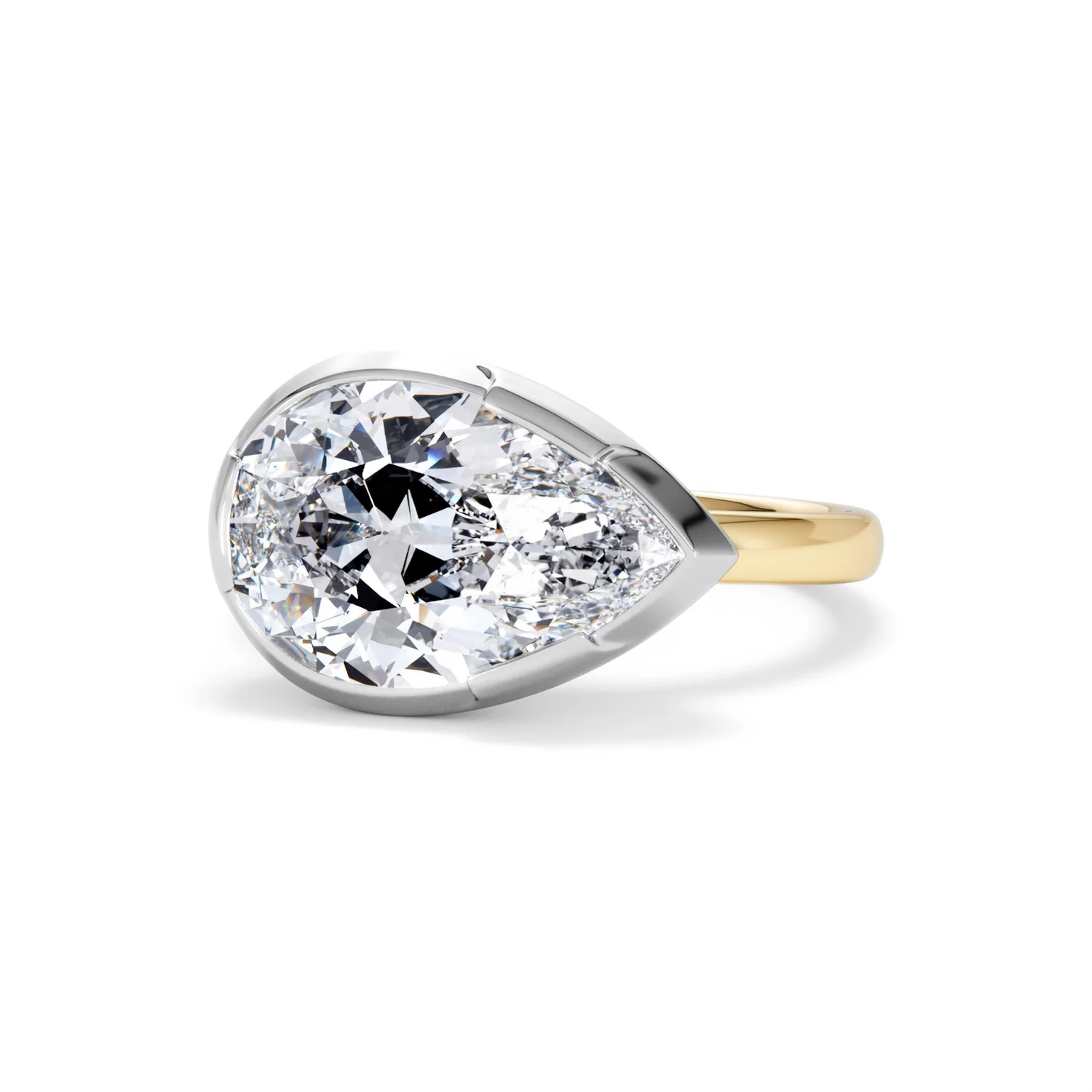 East West 5.00ct Pear Cut Lab Diamond Solitaire Engagement Ring in 18K Yellow Gold - Image 83
