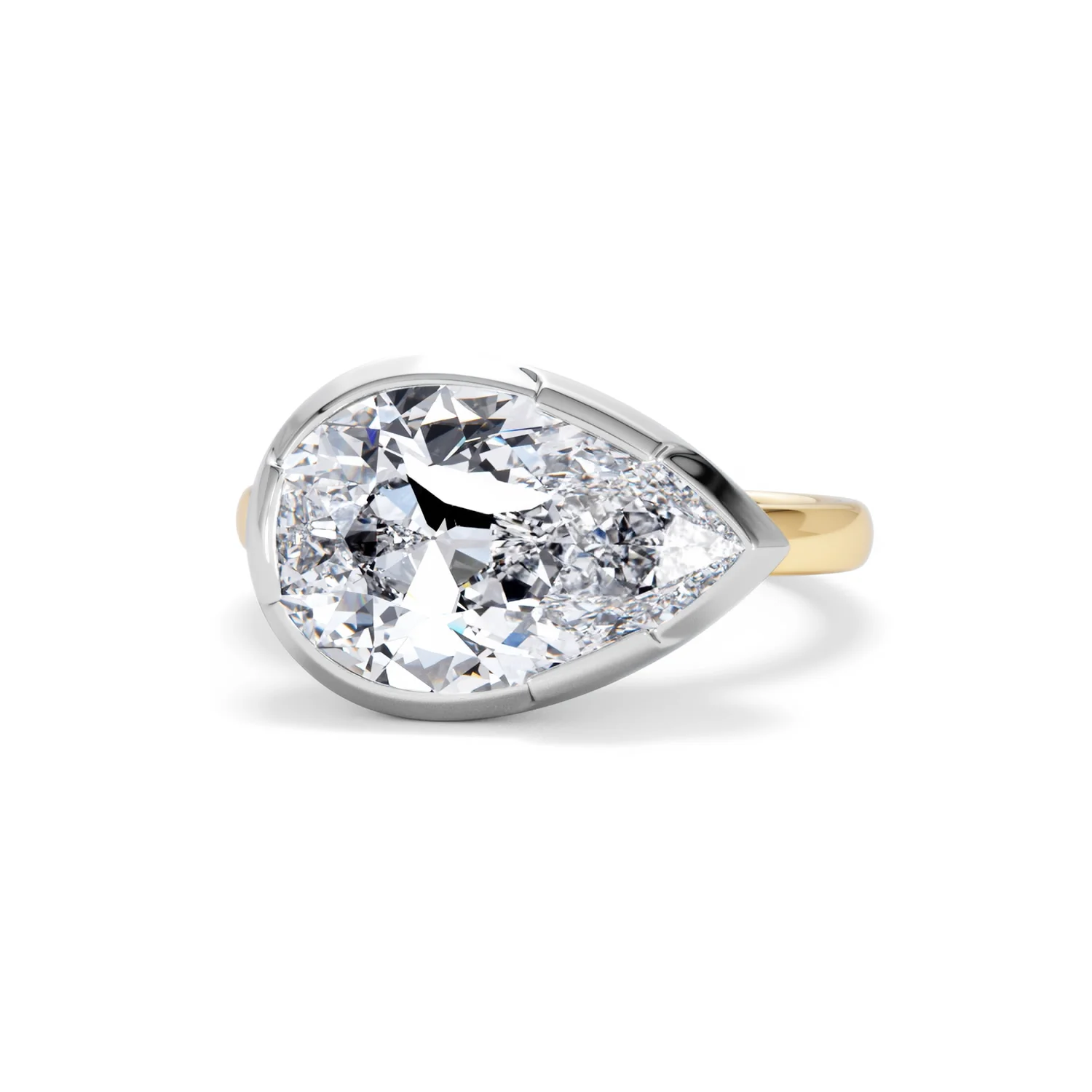 East West 5.00ct Pear Cut Lab Diamond Solitaire Engagement Ring in 18K Yellow Gold - Image 85