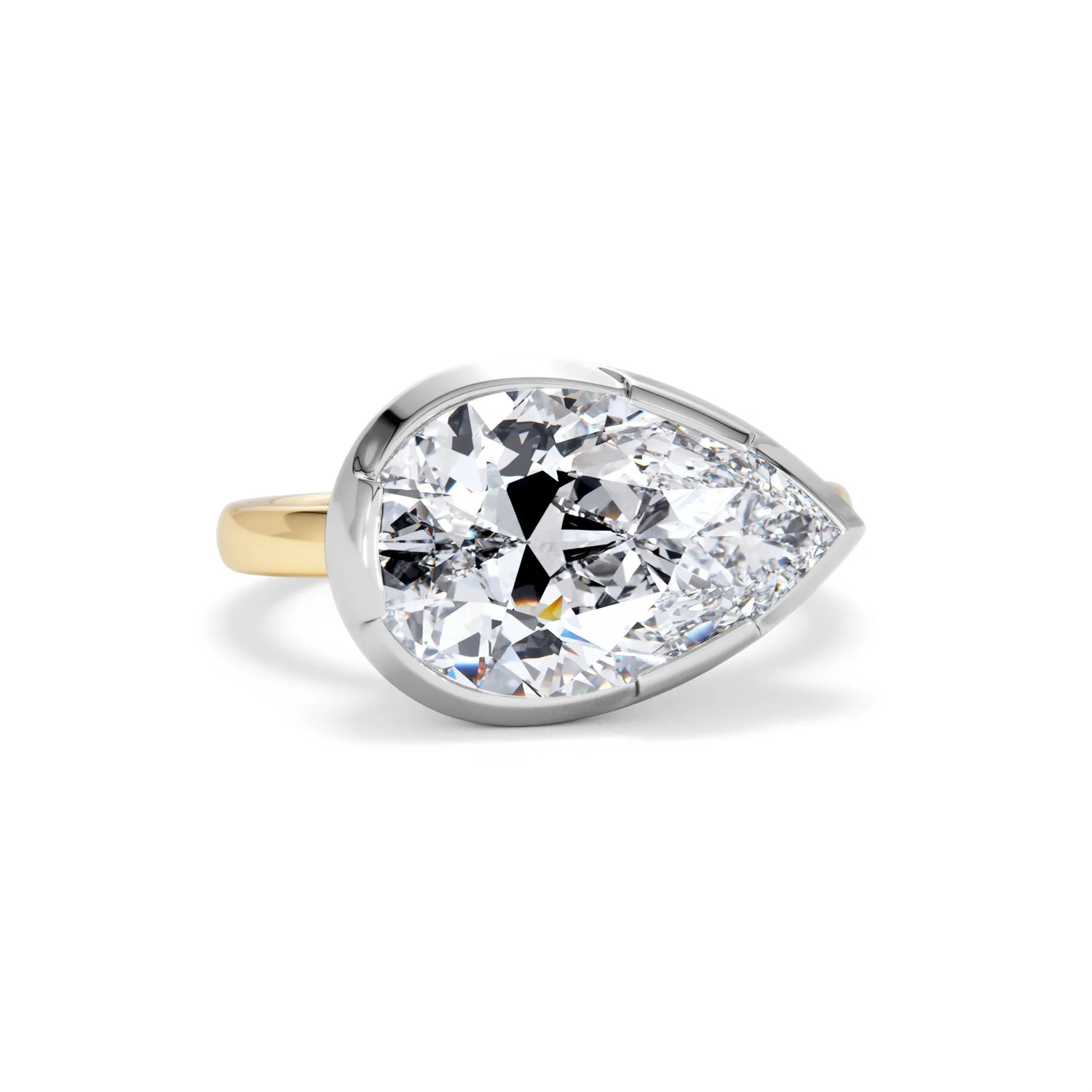 East West 5.00ct Pear Cut Lab Diamond Solitaire Engagement Ring in 18K Yellow Gold - Image 9