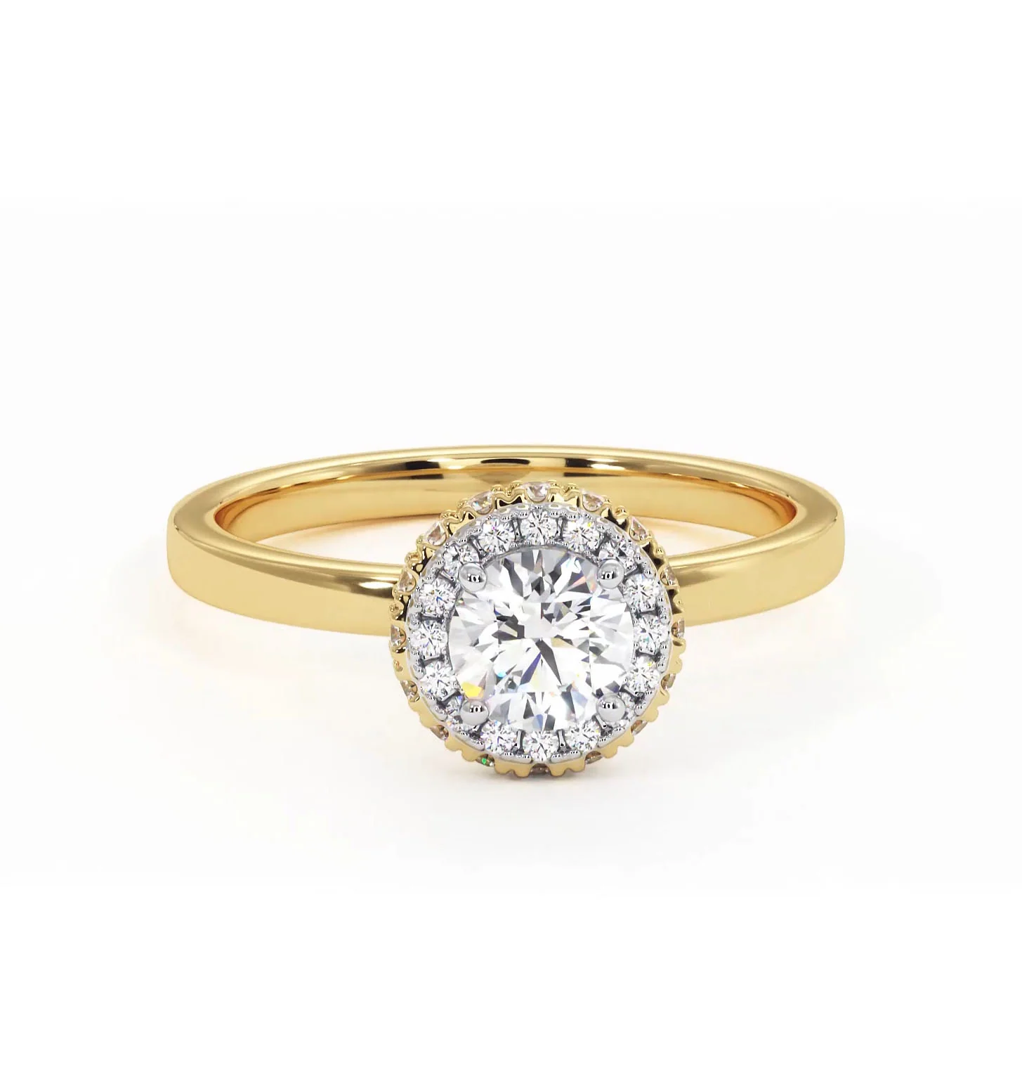 Eleanor Diamond Halo Engagement Ring in 18K Gold 0.65ct G/SI2 - Image 85