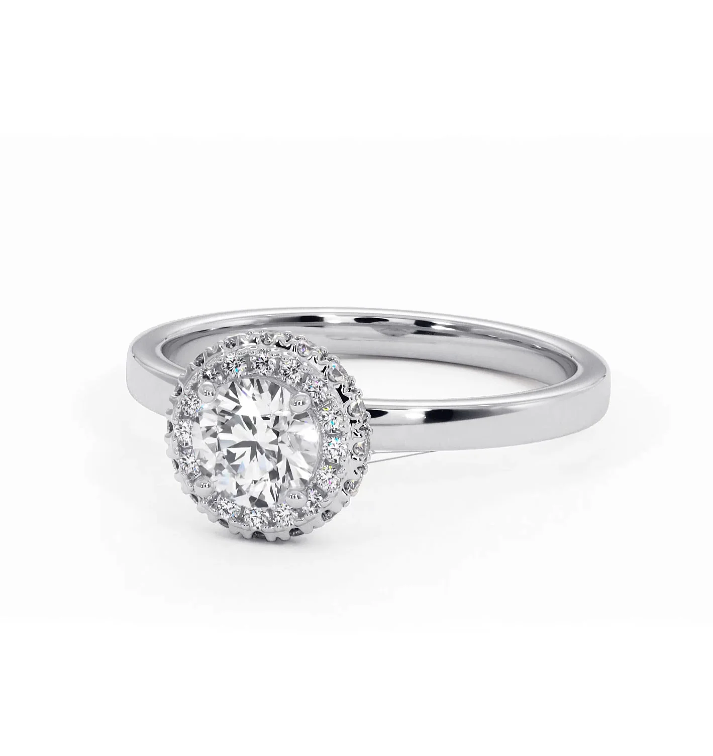 Eleanor Diamond Halo Engagement Ring in Platinum 0.65ct G/SI2 - Image 10