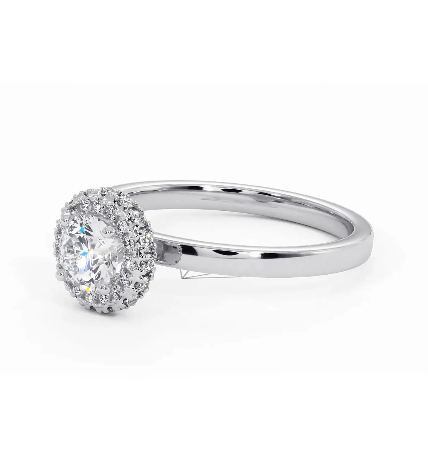 Eleanor Diamond Halo Engagement Ring in Platinum 0.65ct G/SI2 - Image 15