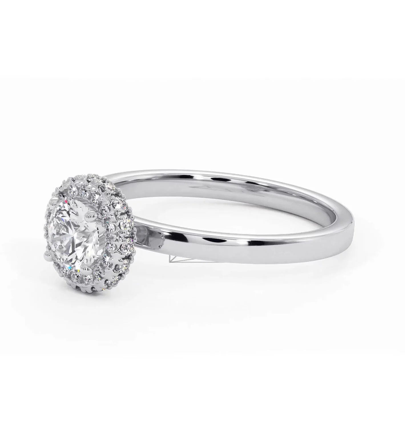 Eleanor Diamond Halo Engagement Ring in Platinum 0.65ct G/SI2 - Image 16