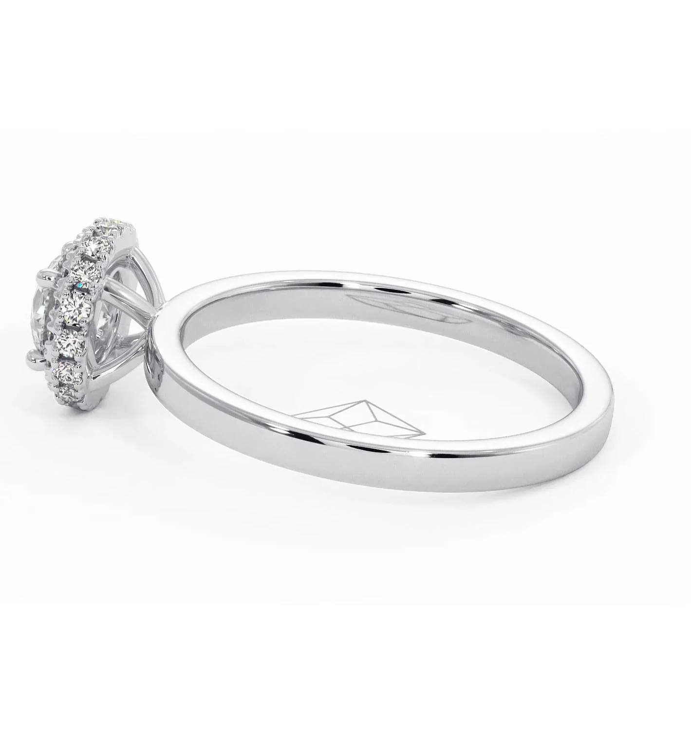 Eleanor Diamond Halo Engagement Ring in Platinum 0.65ct G/SI2 - Image 29