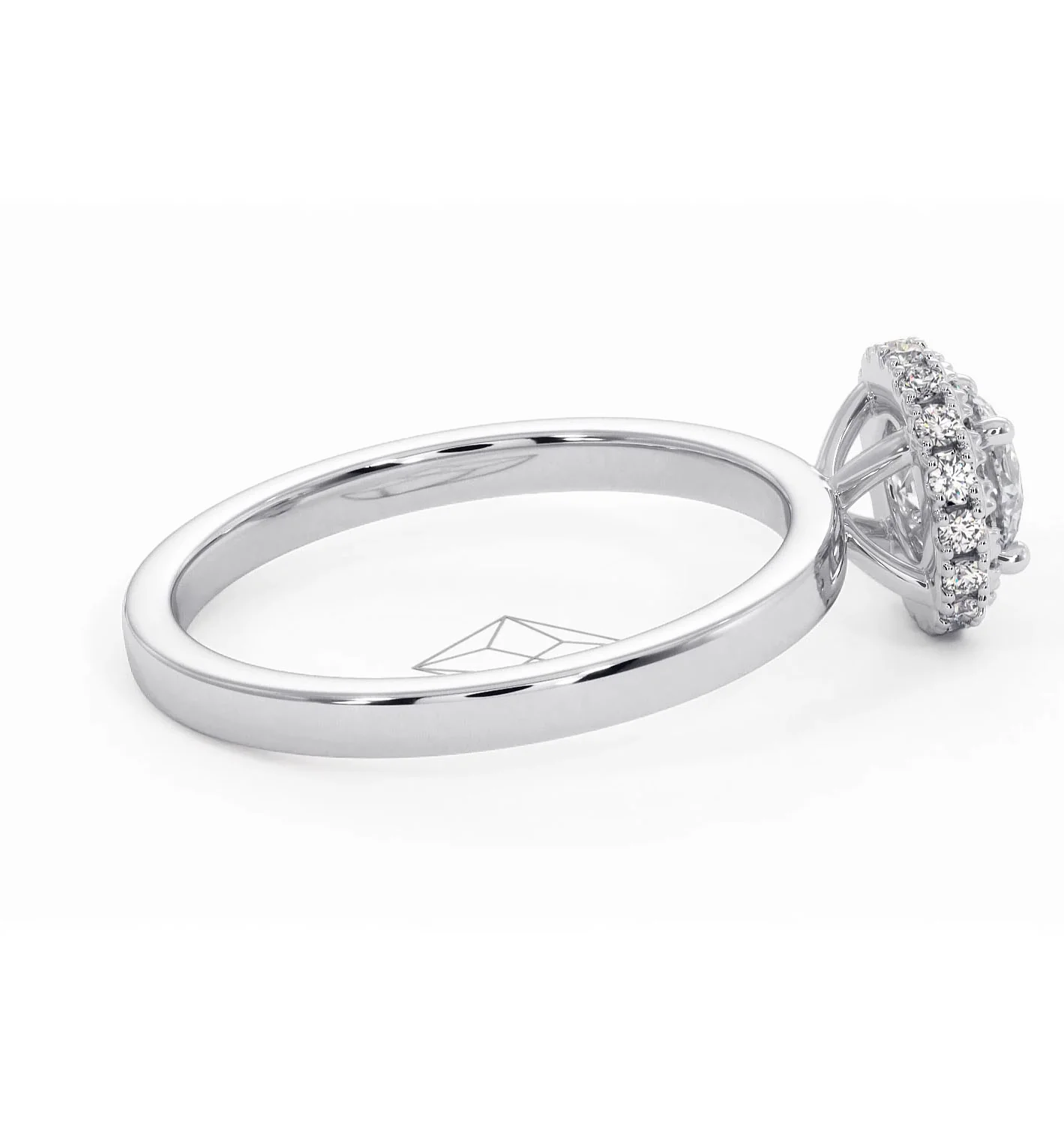 Eleanor Diamond Halo Engagement Ring in Platinum 0.65ct G/SI2 - Image 63