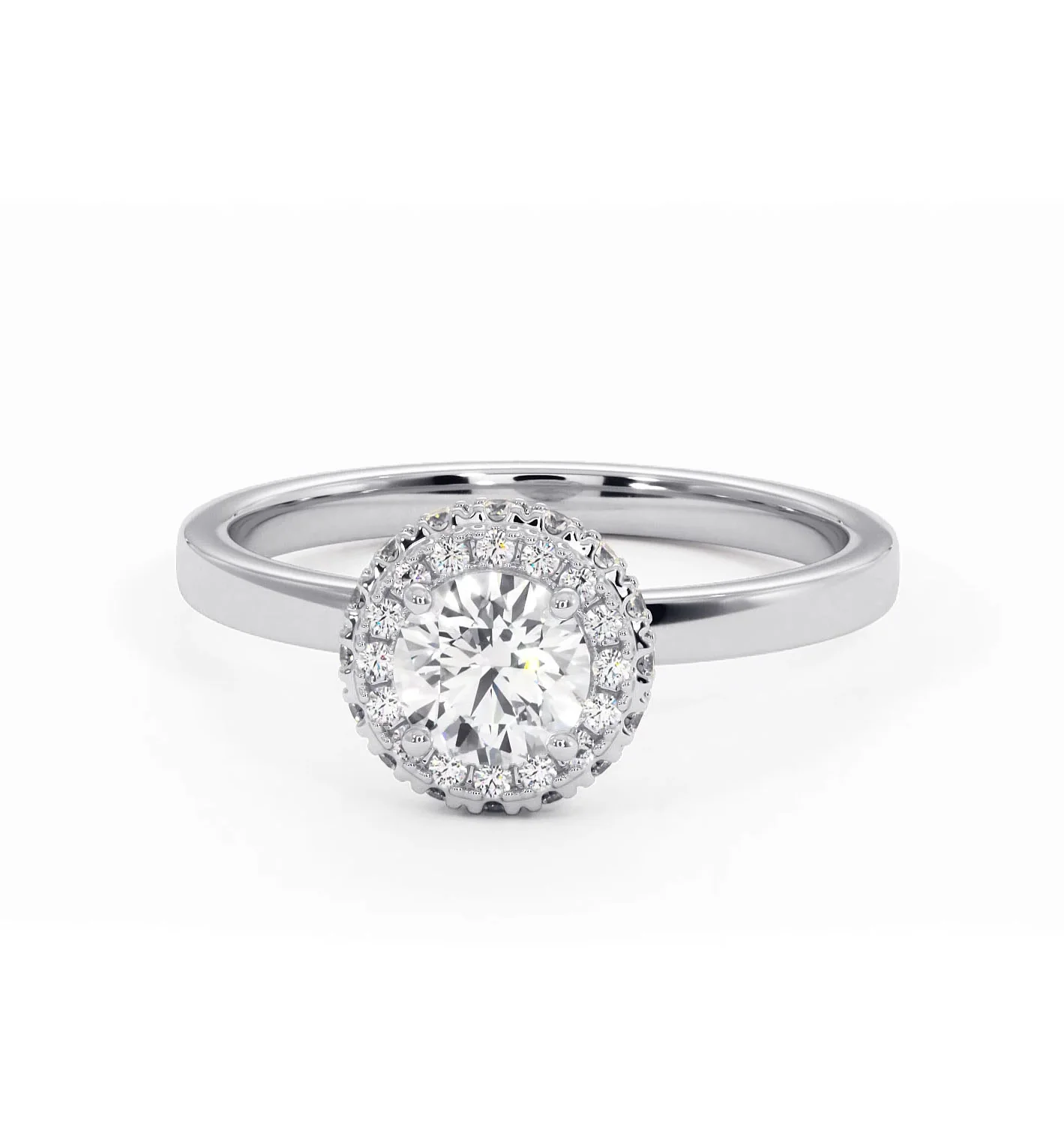 Eleanor Diamond Halo Engagement Ring in Platinum 0.65ct G/SI2 - Image 7
