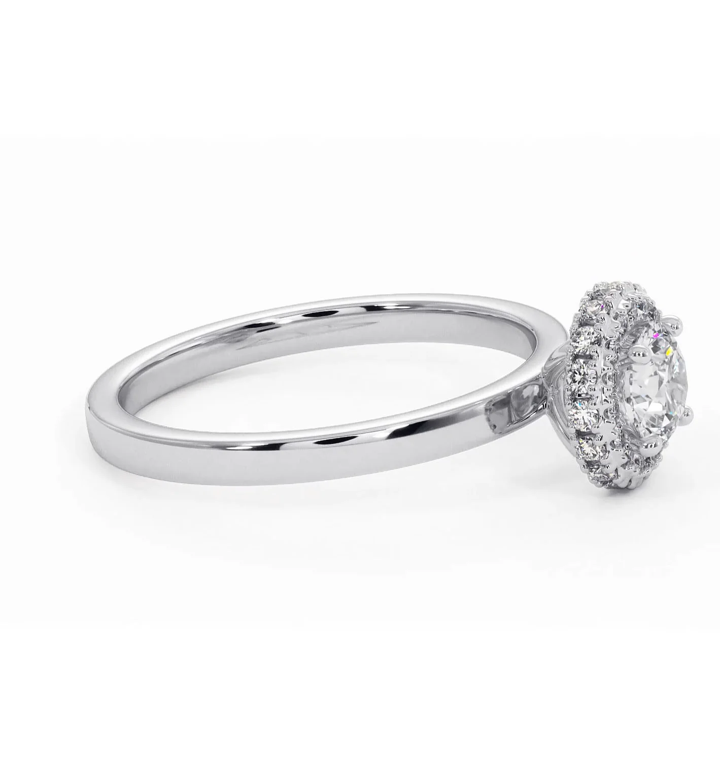 Eleanor Diamond Halo Engagement Ring in Platinum 0.65ct G/SI2 - Image 71