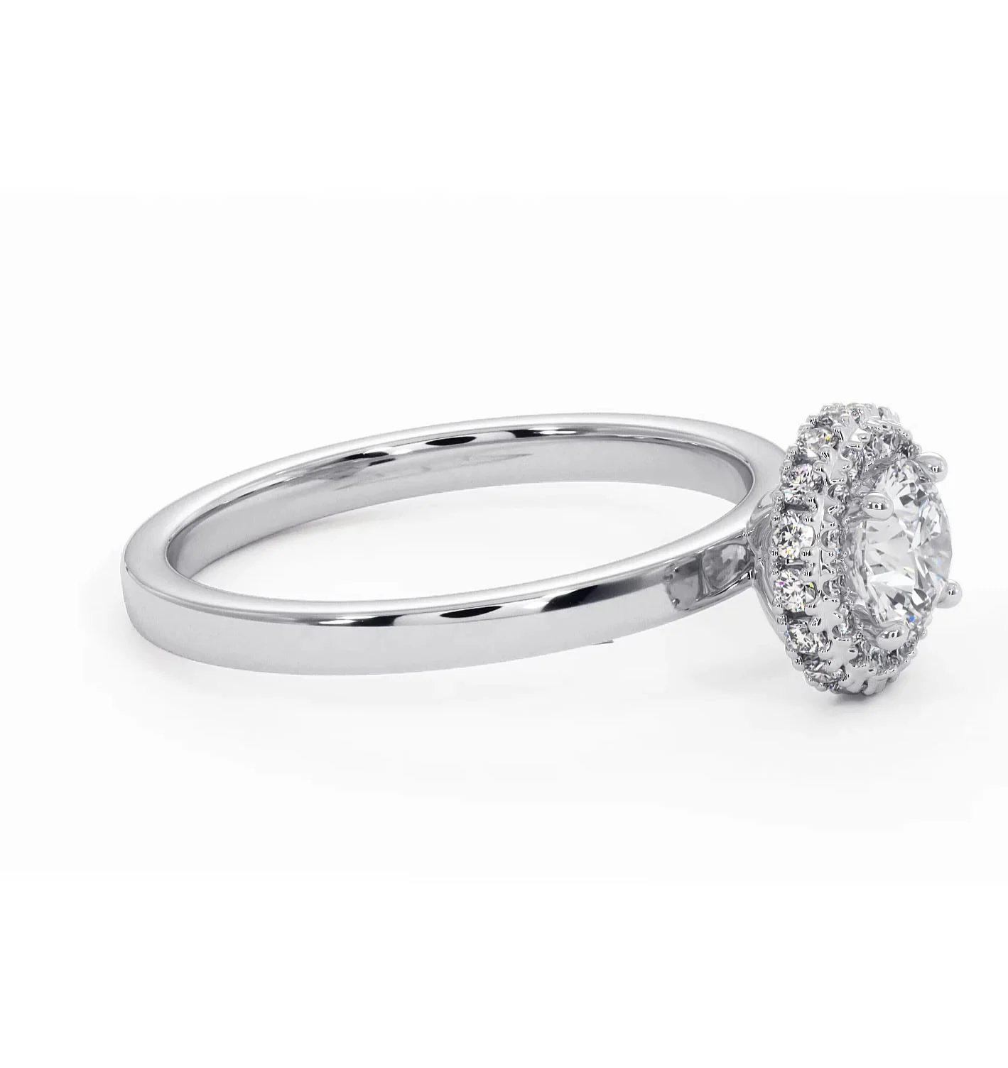 Eleanor Diamond Halo Engagement Ring in Platinum 0.65ct G/SI2 - Image 72