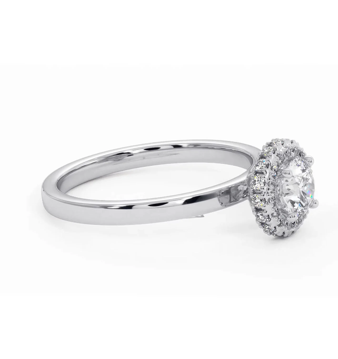 Eleanor Diamond Halo Engagement Ring in Platinum 0.65ct G/SI2 - Image 73