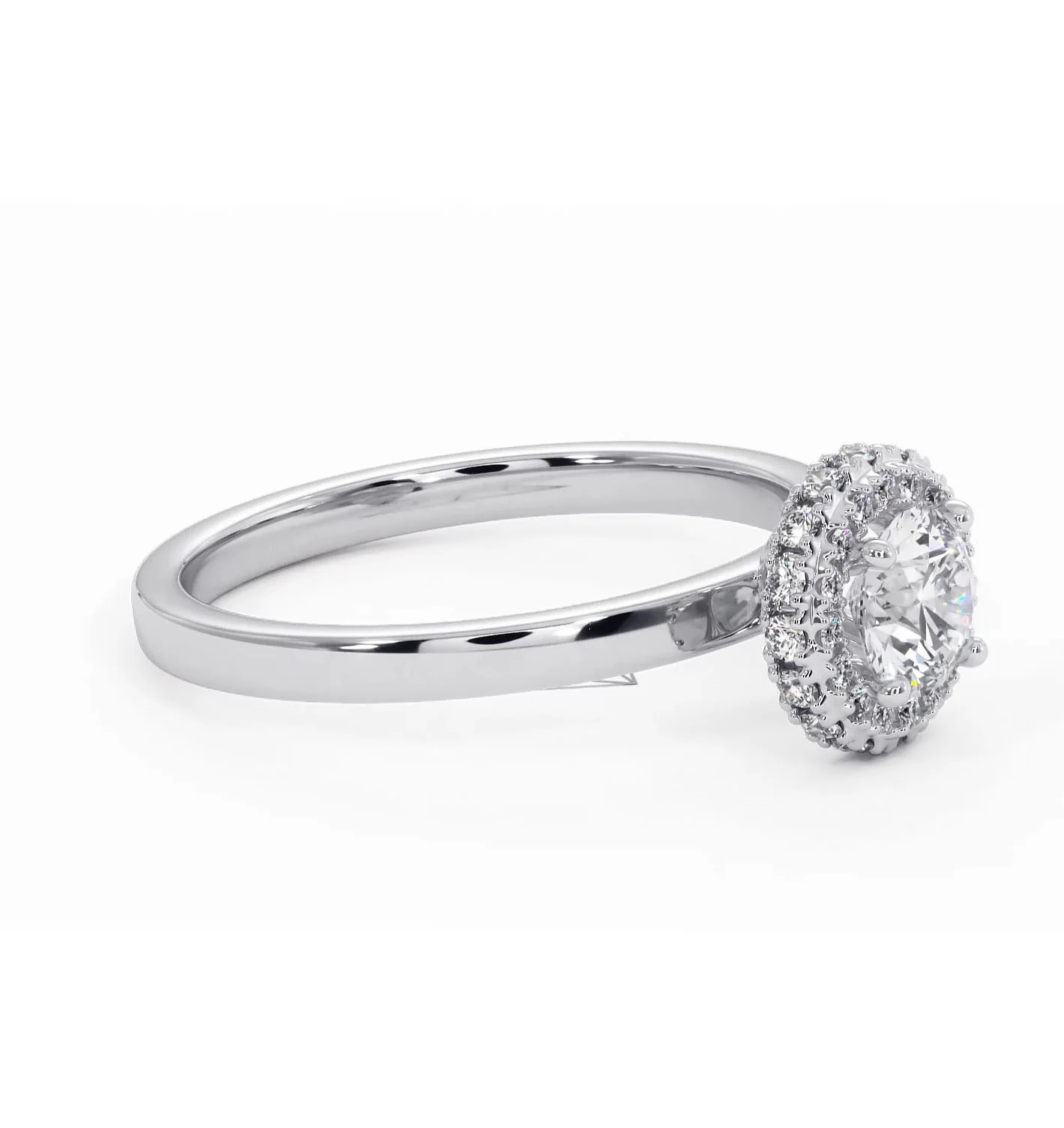 Eleanor Diamond Halo Engagement Ring in Platinum 0.65ct G/SI2 - Image 74