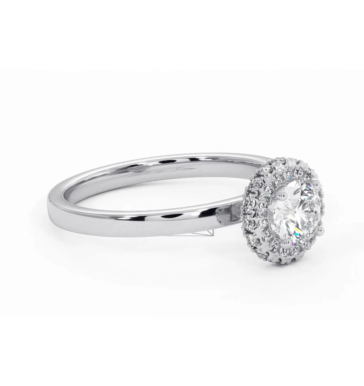 Eleanor Diamond Halo Engagement Ring in Platinum 0.65ct G/SI2 - Image 76