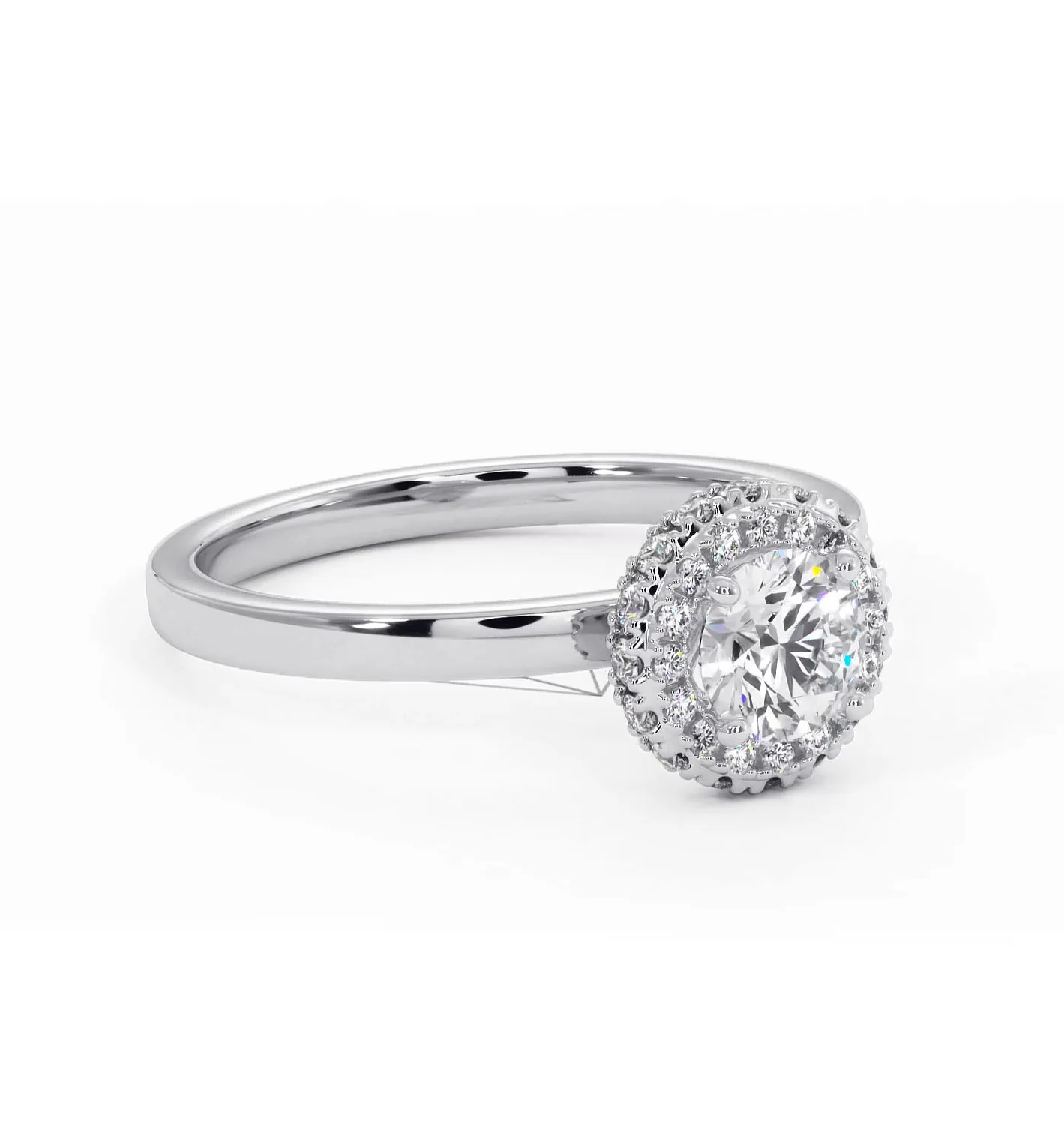 Eleanor Diamond Halo Engagement Ring in Platinum 0.65ct G/SI2 - Image 79