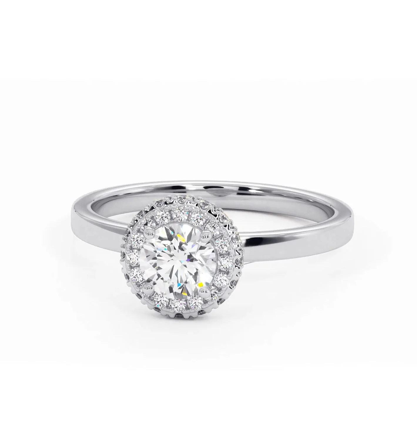 Eleanor Diamond Halo Engagement Ring in Platinum 0.65ct G/SI2 - Image 8