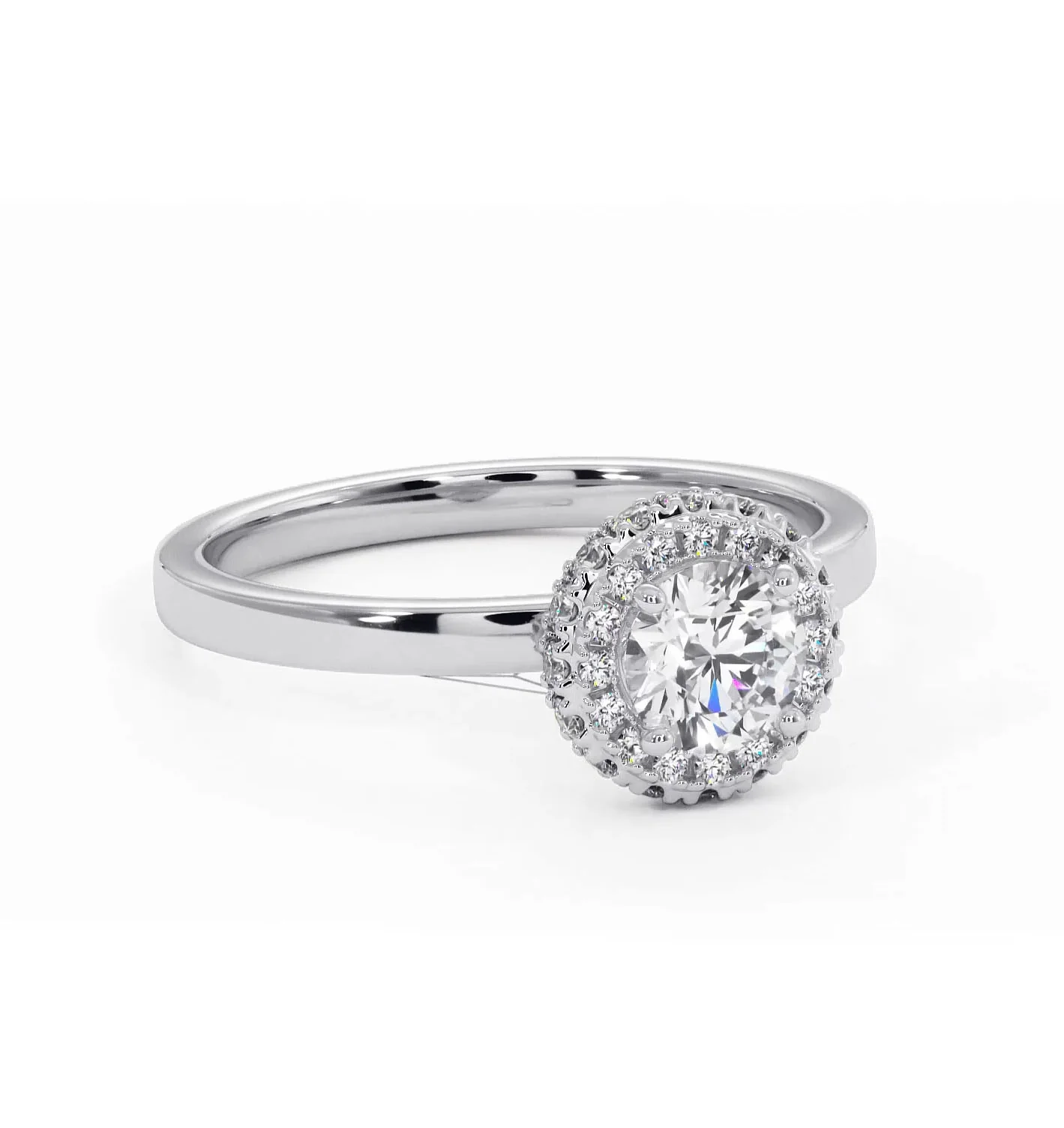Eleanor Diamond Halo Engagement Ring in Platinum 0.65ct G/SI2 - Image 81