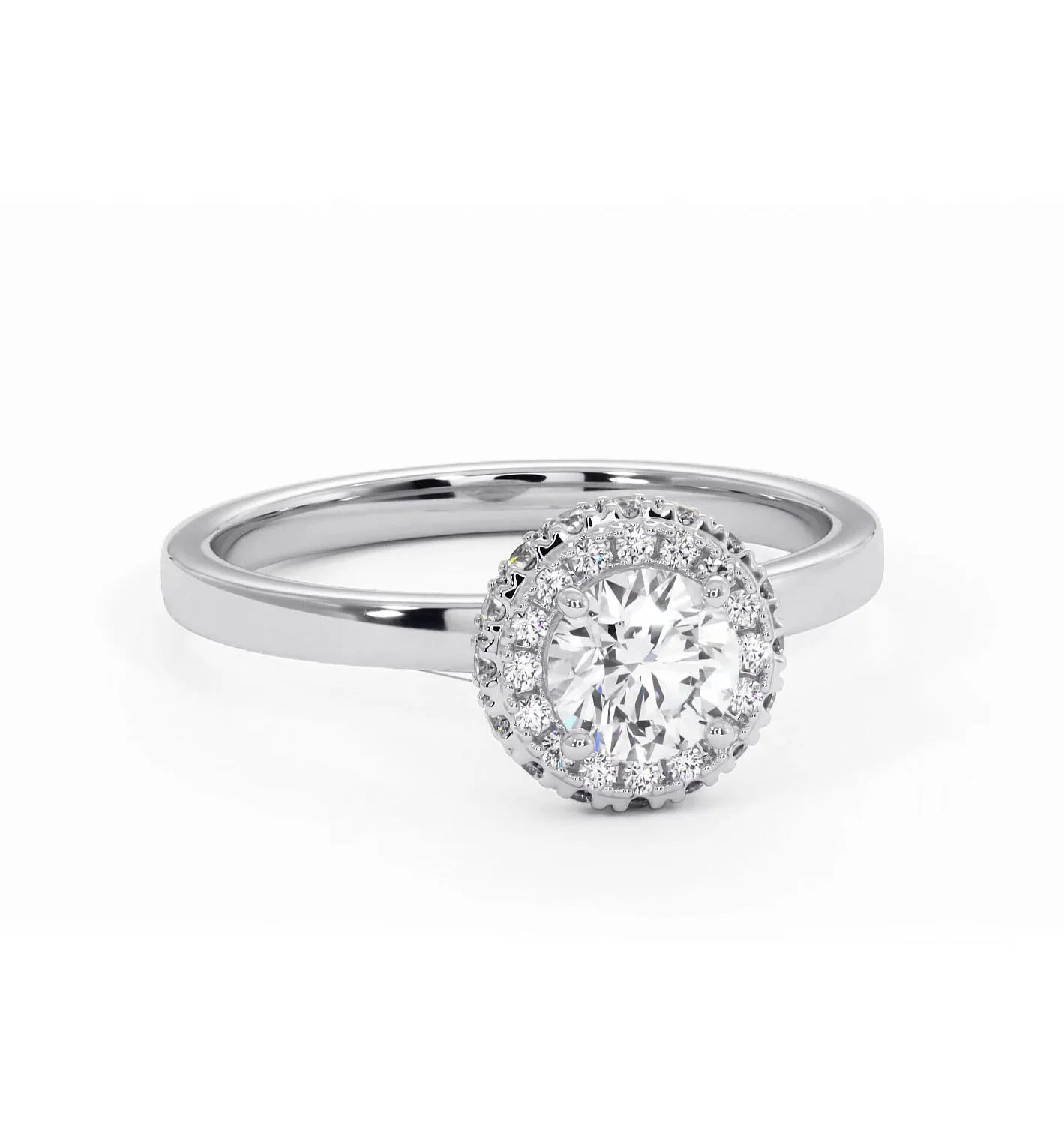 Eleanor Diamond Halo Engagement Ring in Platinum 0.65ct G/SI2 - Image 83