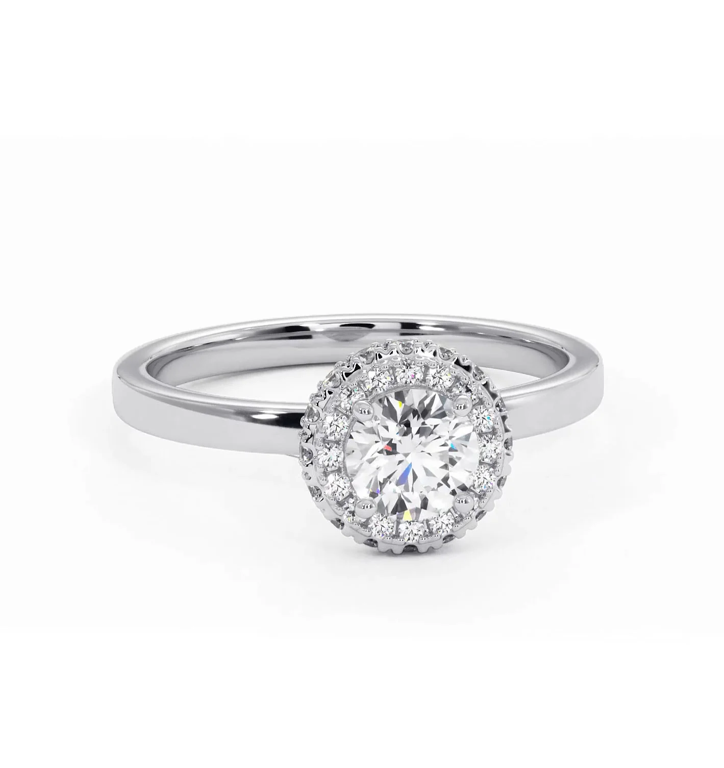 Eleanor Diamond Halo Engagement Ring in Platinum 0.65ct G/SI2 - Image 84
