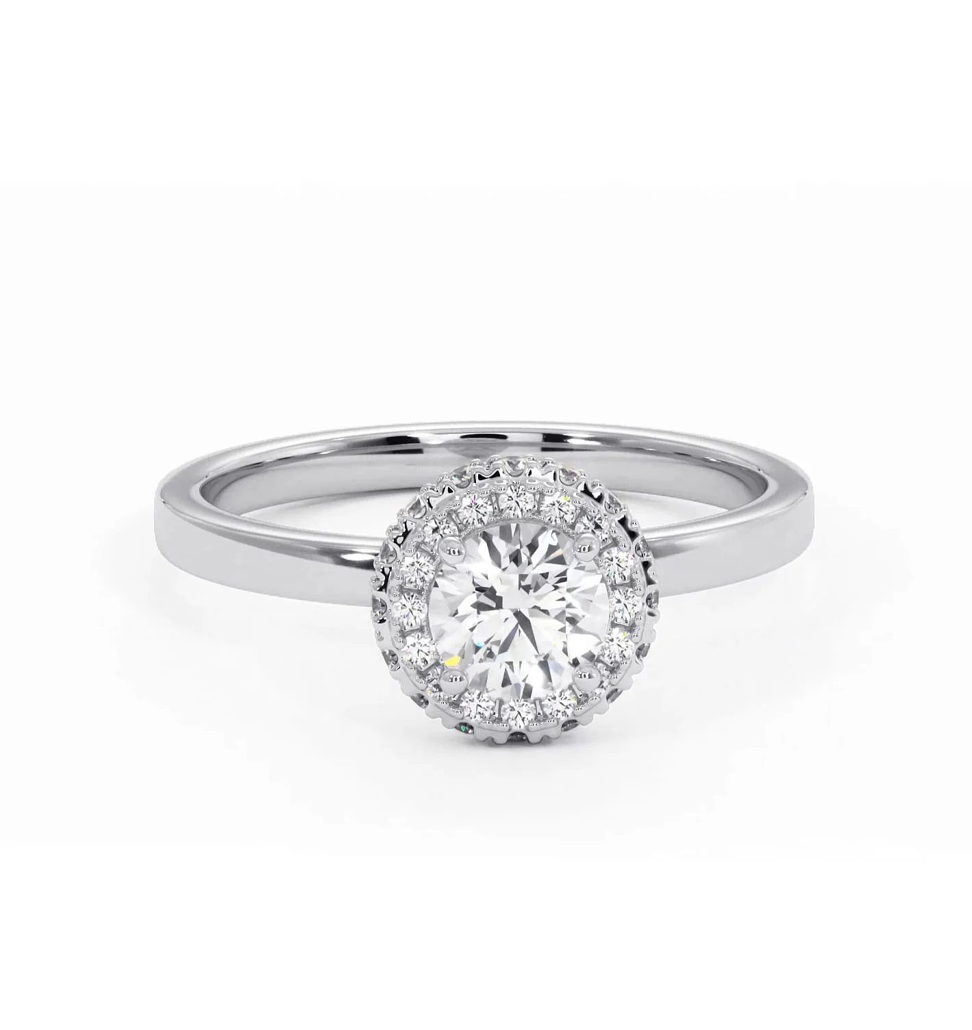Eleanor Diamond Halo Engagement Ring in Platinum 0.65ct G/SI2 - Image 85