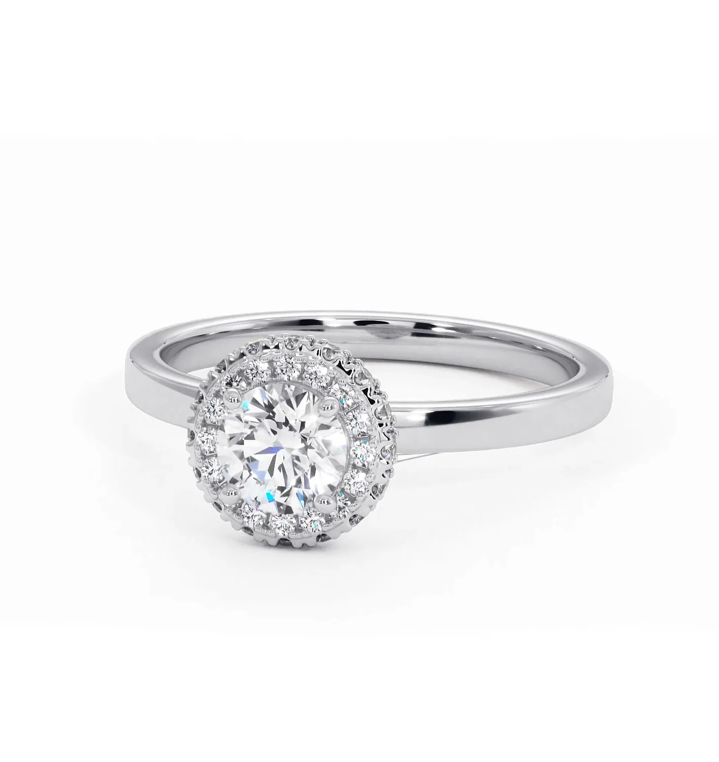 Eleanor Diamond Halo Engagement Ring in Platinum 0.65ct G/SI2 - Image 9