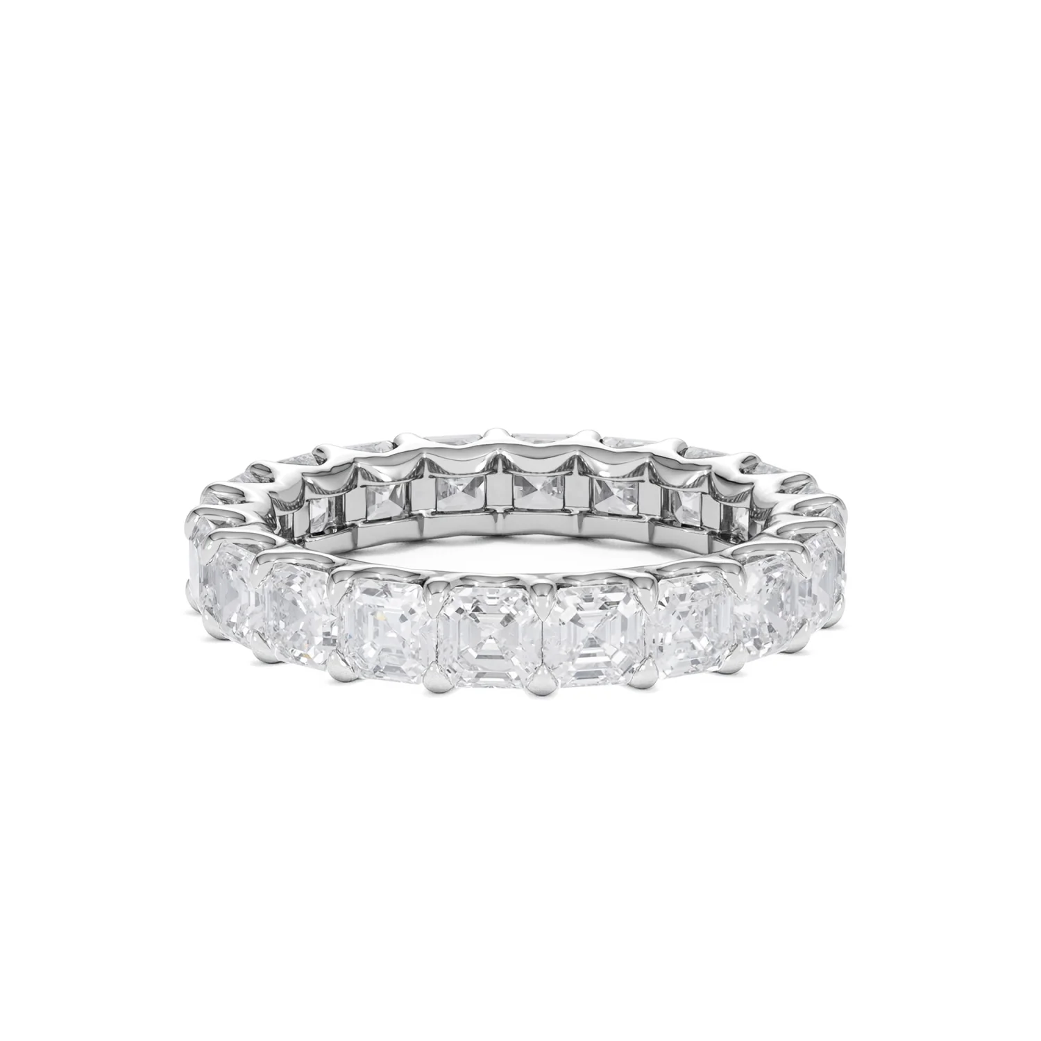 Elisa Diamond Eternity Ring Asscher Cut 3.2ct VVs Platinum Size H-I - Image 15