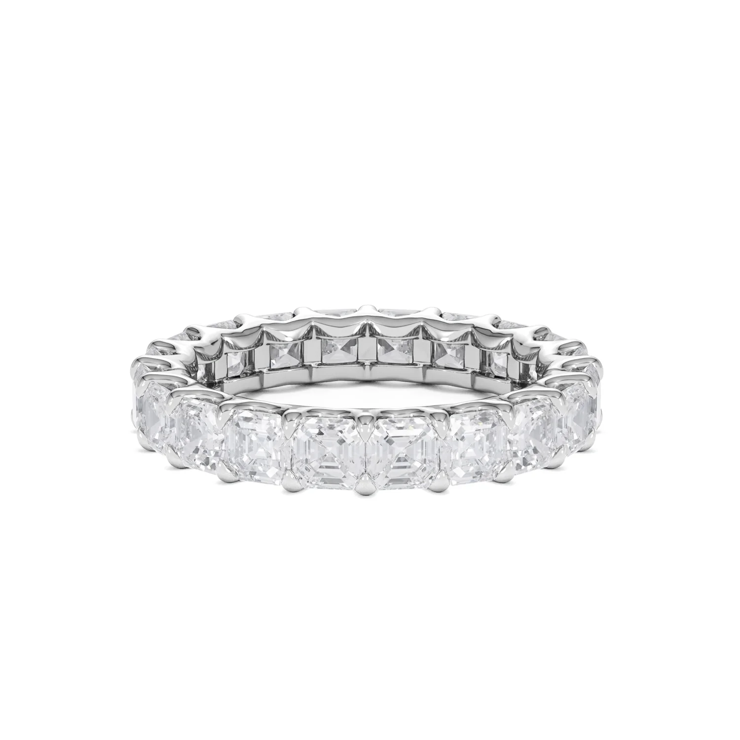 Elisa Diamond Eternity Ring Asscher Cut 3.2ct VVs Platinum Size H-I - Image 26