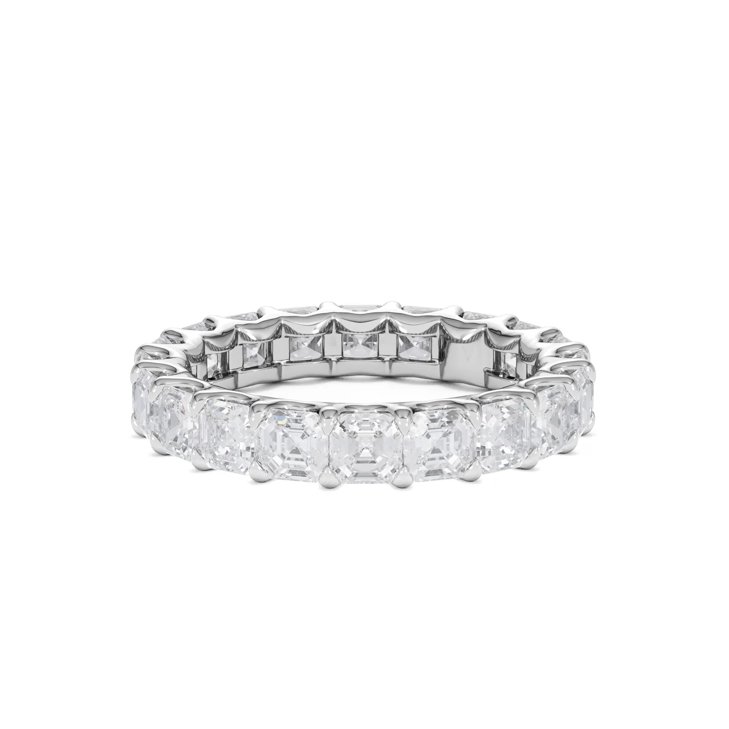 Elisa Diamond Eternity Ring Asscher Cut 3.2ct VVs Platinum Size H-I - Image 40