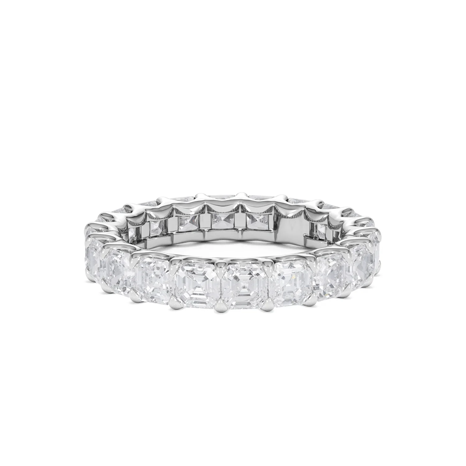 Elisa Diamond Eternity Ring Asscher Cut 3.2ct VVs Platinum Size H-I - Image 41