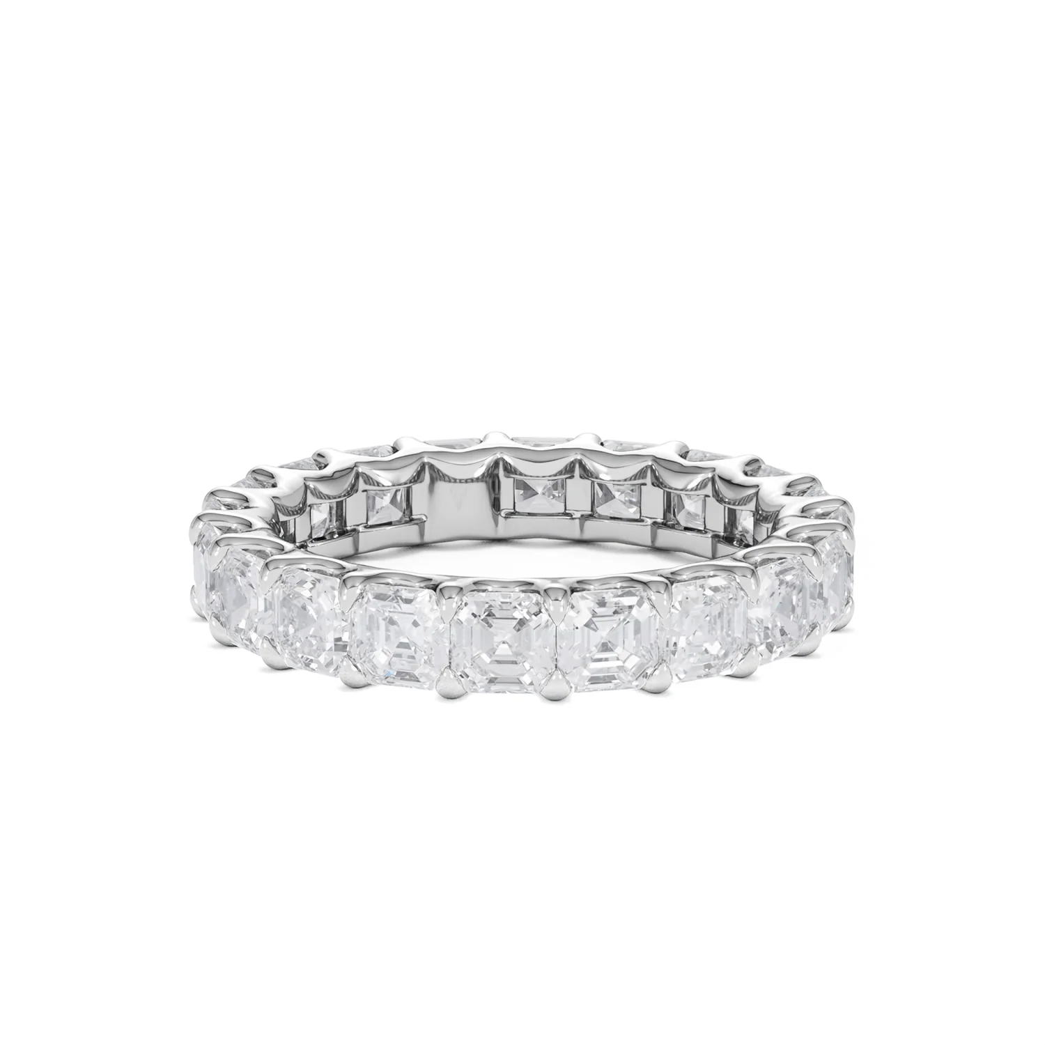 Elisa Diamond Eternity Ring Asscher Cut 3.2ct VVs Platinum Size H-I - Image 51