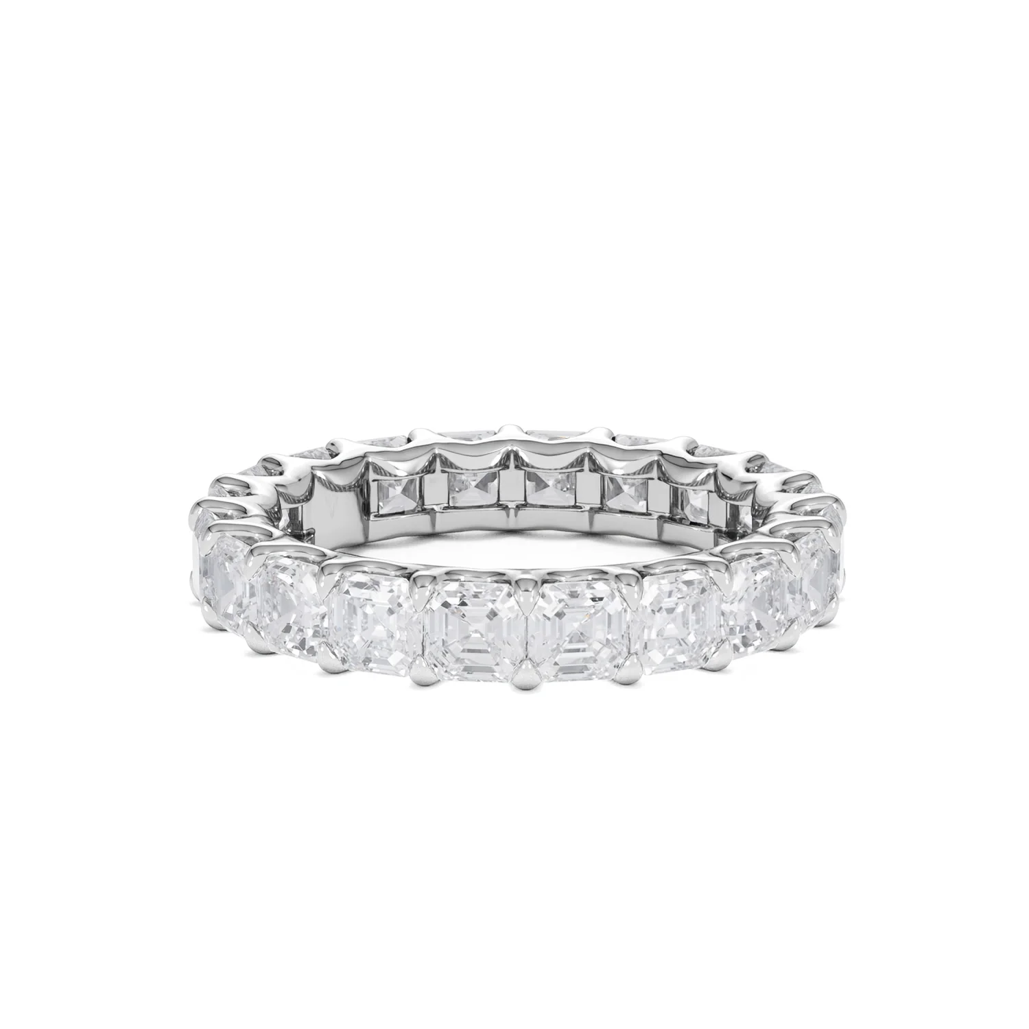 Elisa Diamond Eternity Ring Asscher Cut 3.2ct VVs Platinum Size H-I - Image 58