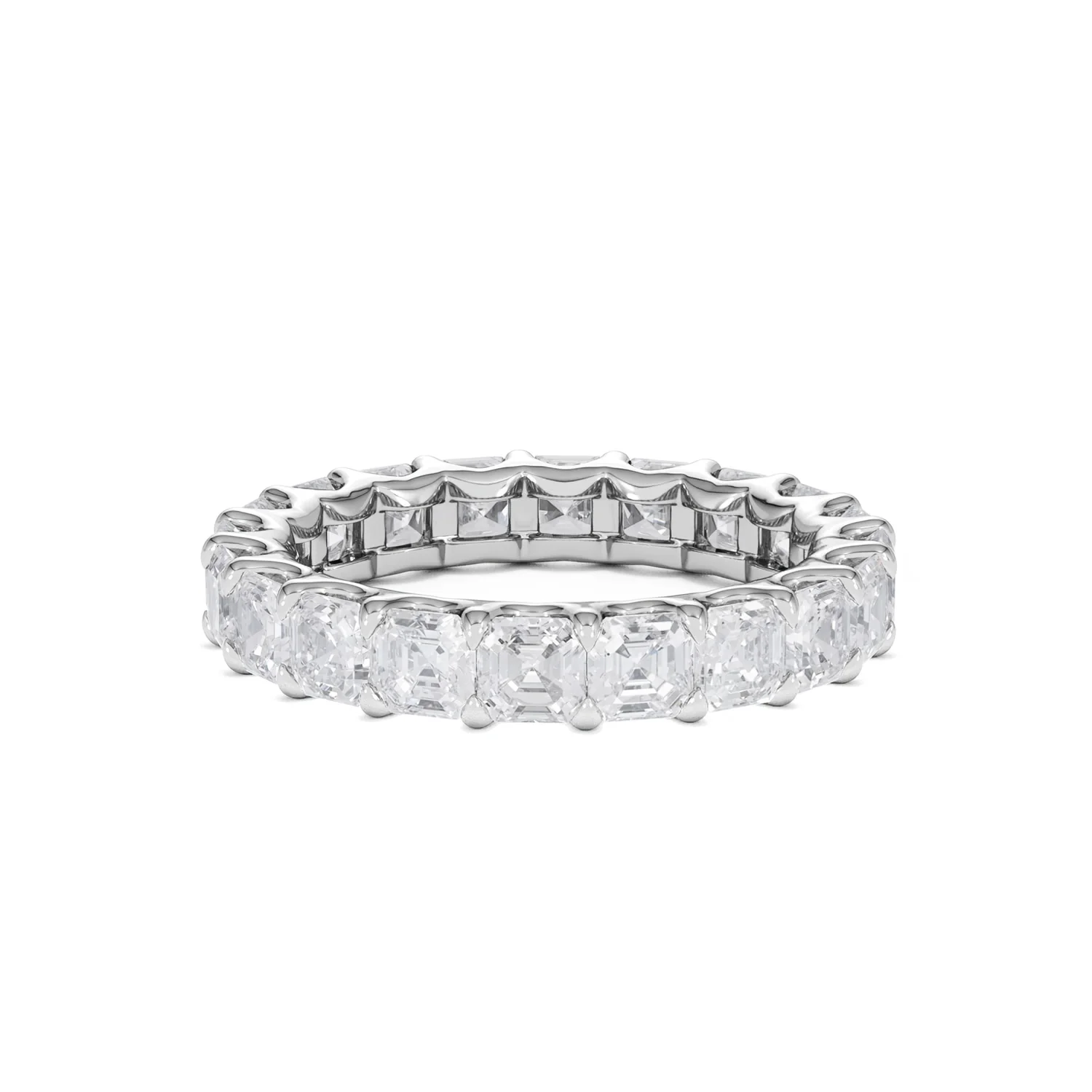 Elisa Diamond Eternity Ring Asscher Cut 3.2ct VVs Platinum Size H-I - Image 71
