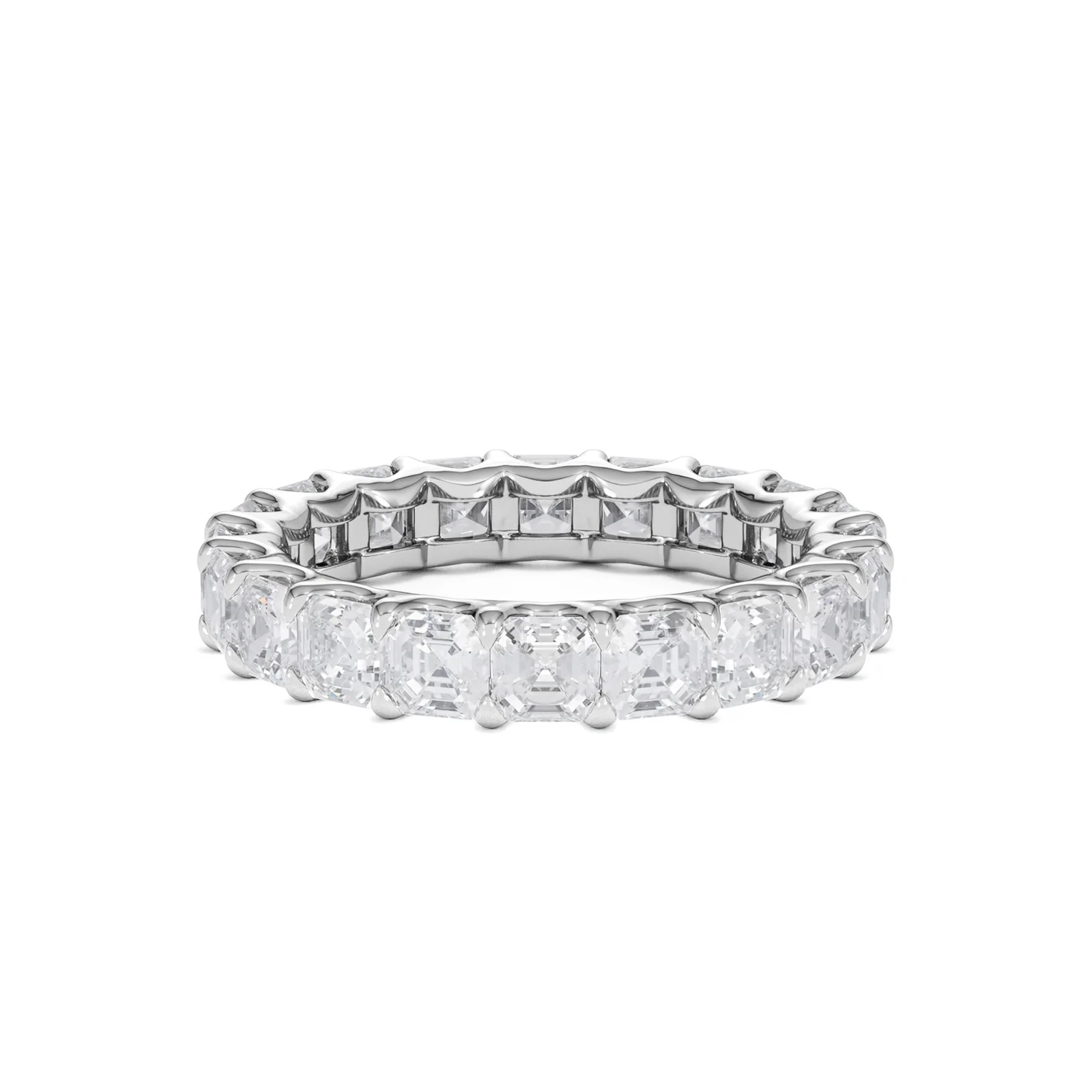 Elisa Diamond Eternity Ring Asscher Cut 3.2ct VVs Platinum Size H-I - Image 8