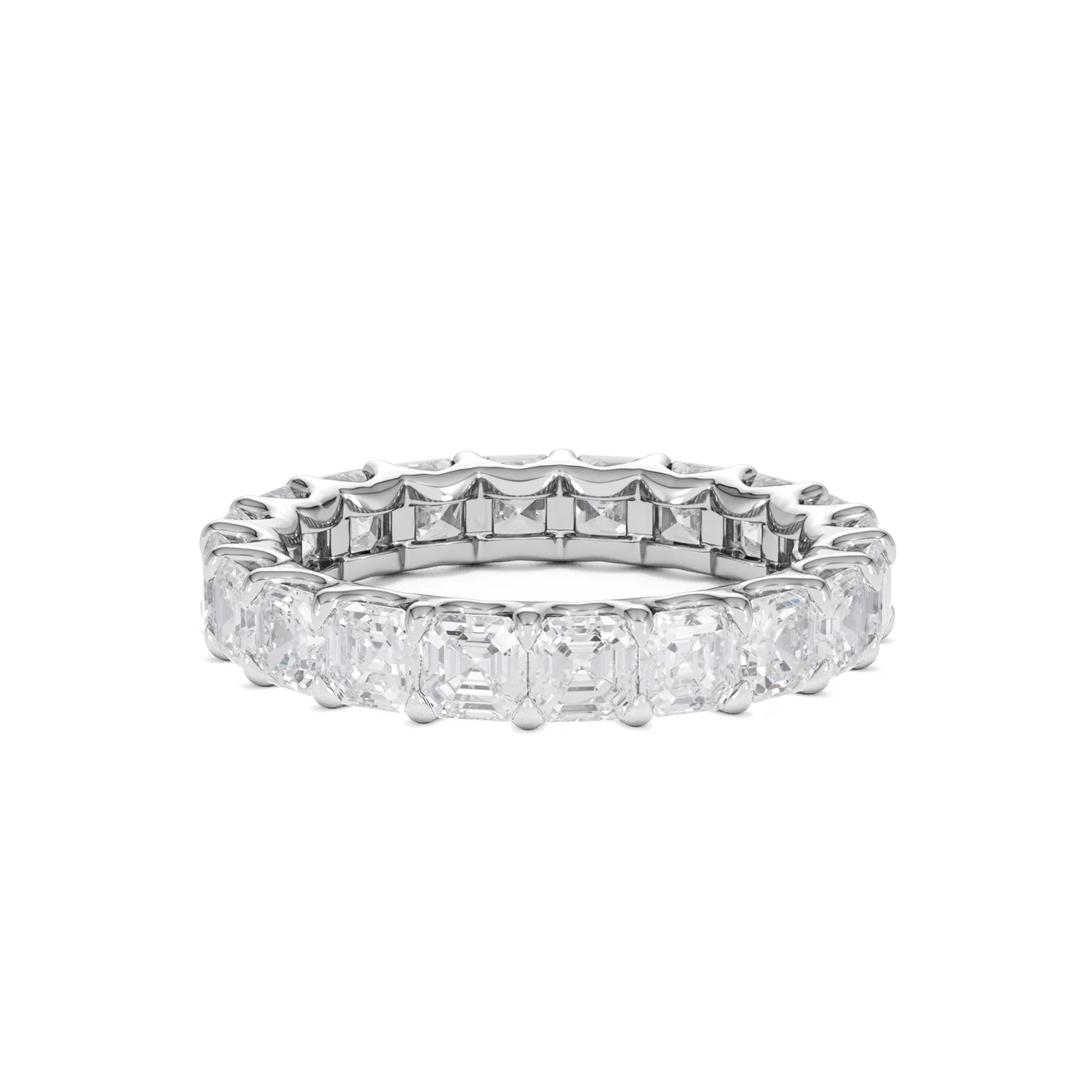 Elisa Diamond Eternity Ring Asscher Cut 3.2ct VVs Platinum Size H-I - Image 85