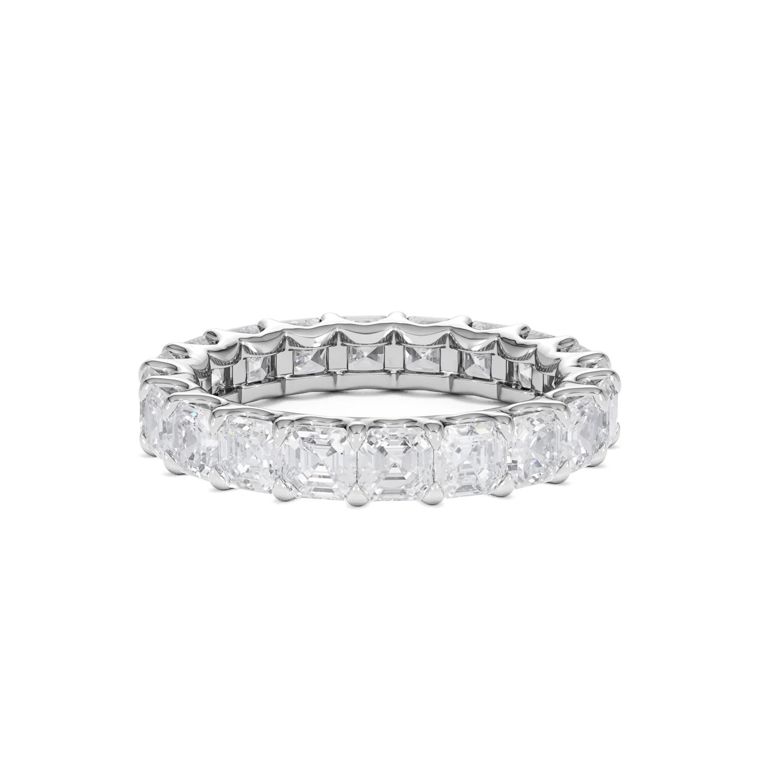 Elisa Diamond Eternity Ring Asscher Cut 3.2ct VVs Platinum Size H-I - Image 9