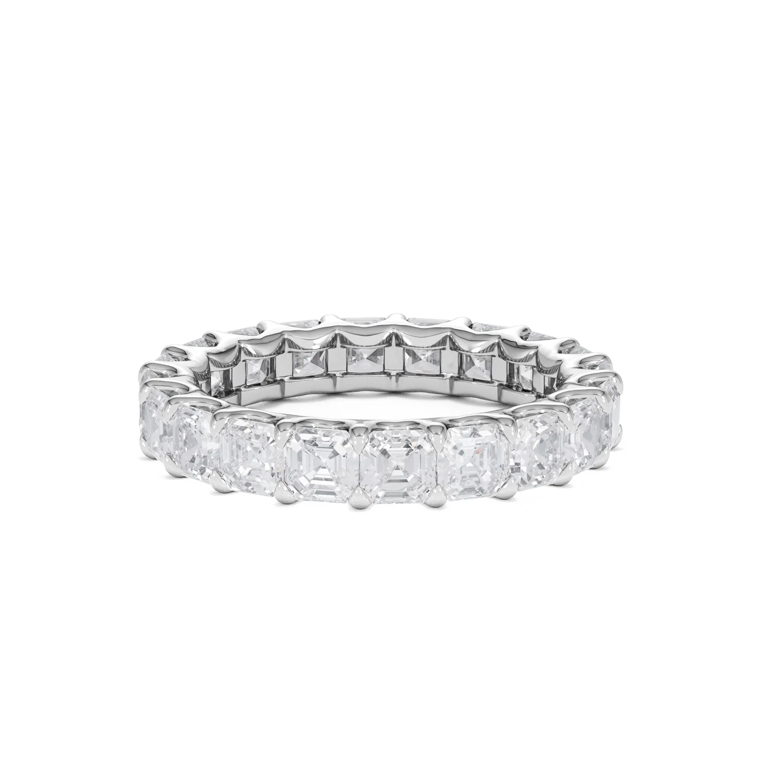 Elisa Diamond Eternity Ring Asscher Cut 4.32ct VVs Platinum Size O-W - Image 13
