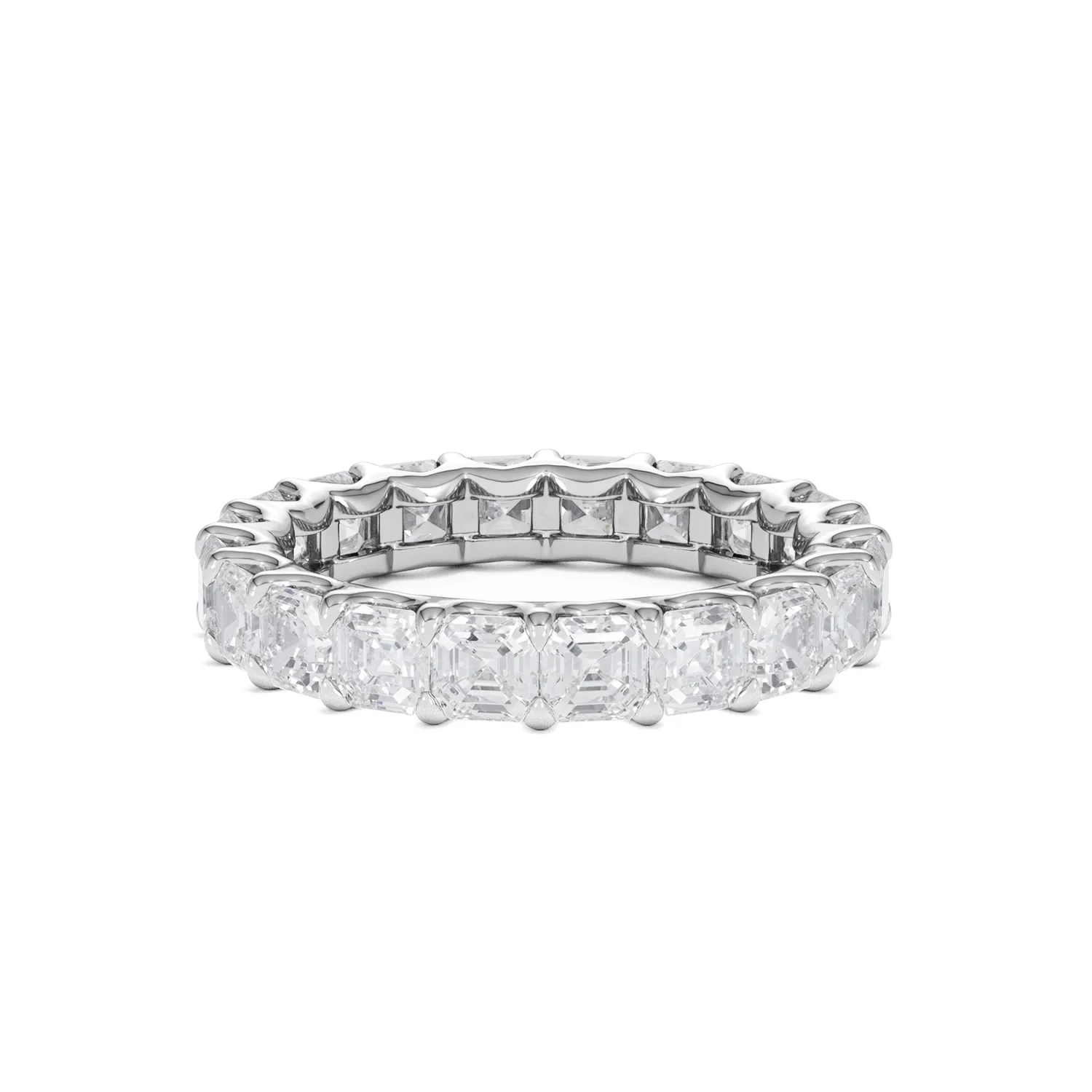 Elisa Diamond Eternity Ring Asscher Cut 4.32ct VVs Platinum Size O-W - Image 14
