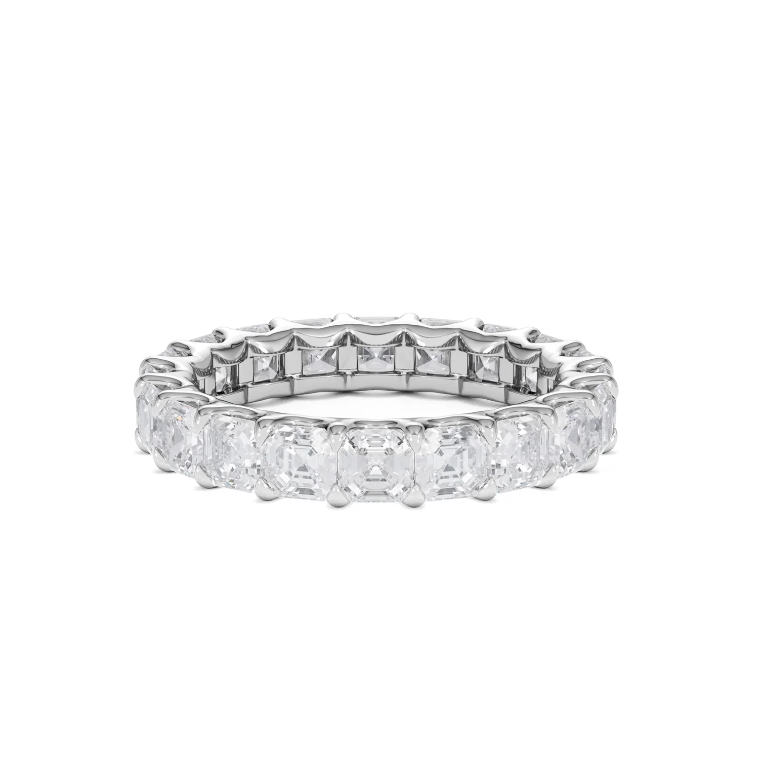 Elisa Diamond Eternity Ring Asscher Cut 4.32ct VVs Platinum Size O-W - Image 24