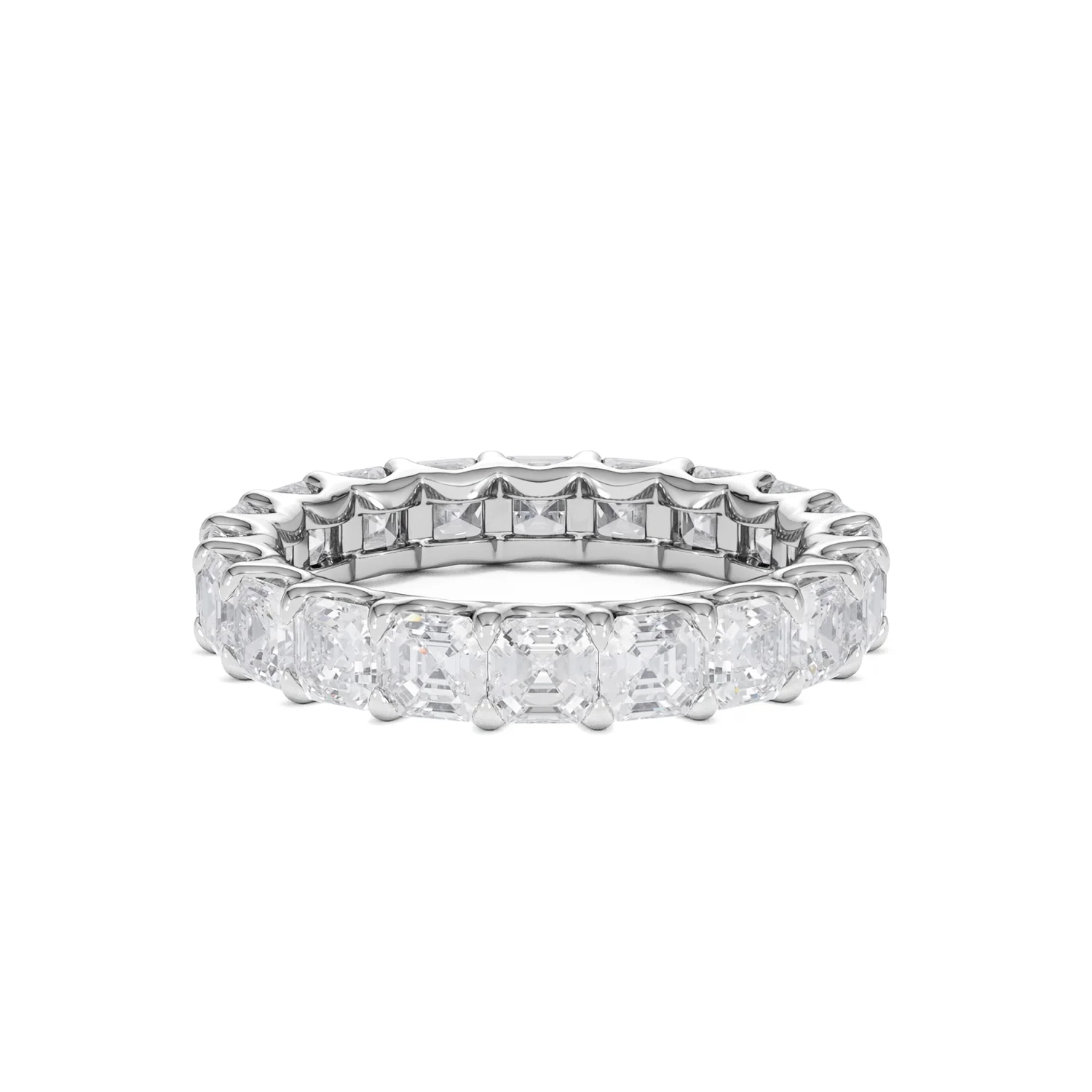 Elisa Diamond Eternity Ring Asscher Cut 4.32ct VVs Platinum Size O-W - Image 28